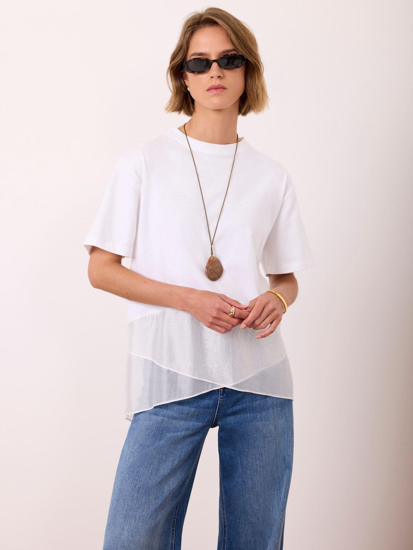 Mint Velvet Woven Mix Top - Cream