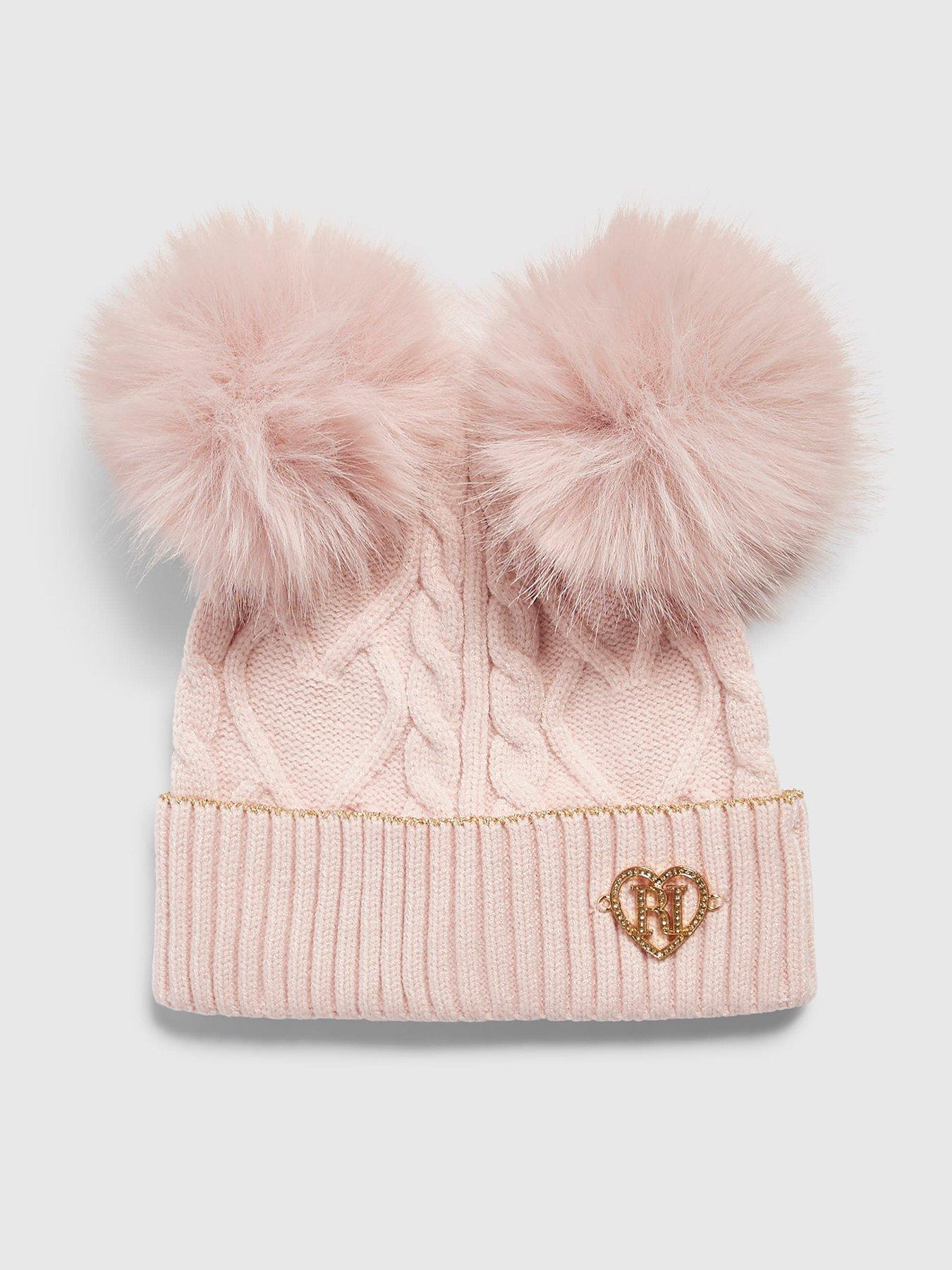 River Island Mini Girls River Island Mini Double Pom Beanie - Pink
