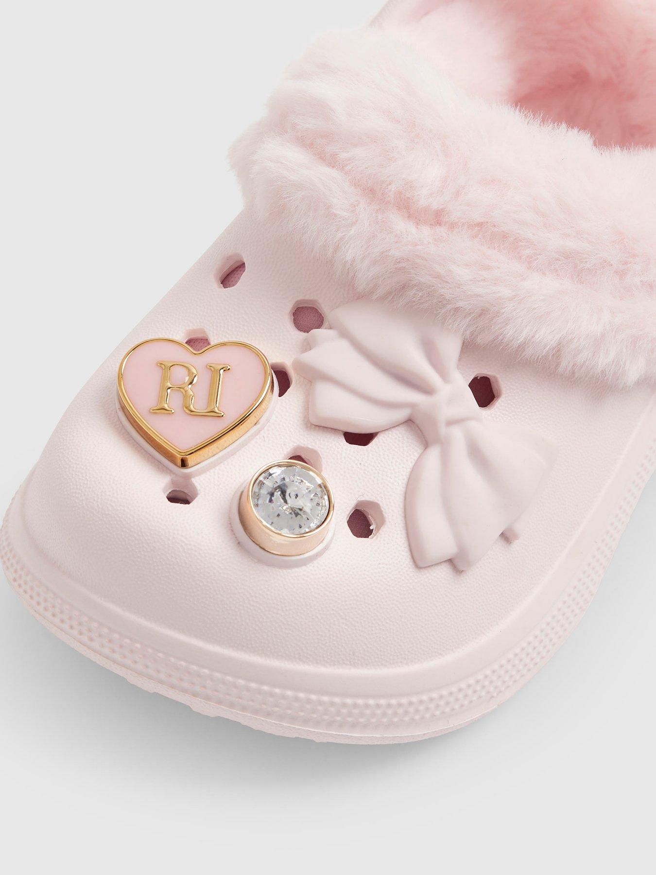 Image 4 of 4 of River Island Mini Girls Faux Fur Lined Bow Clogs - Pink