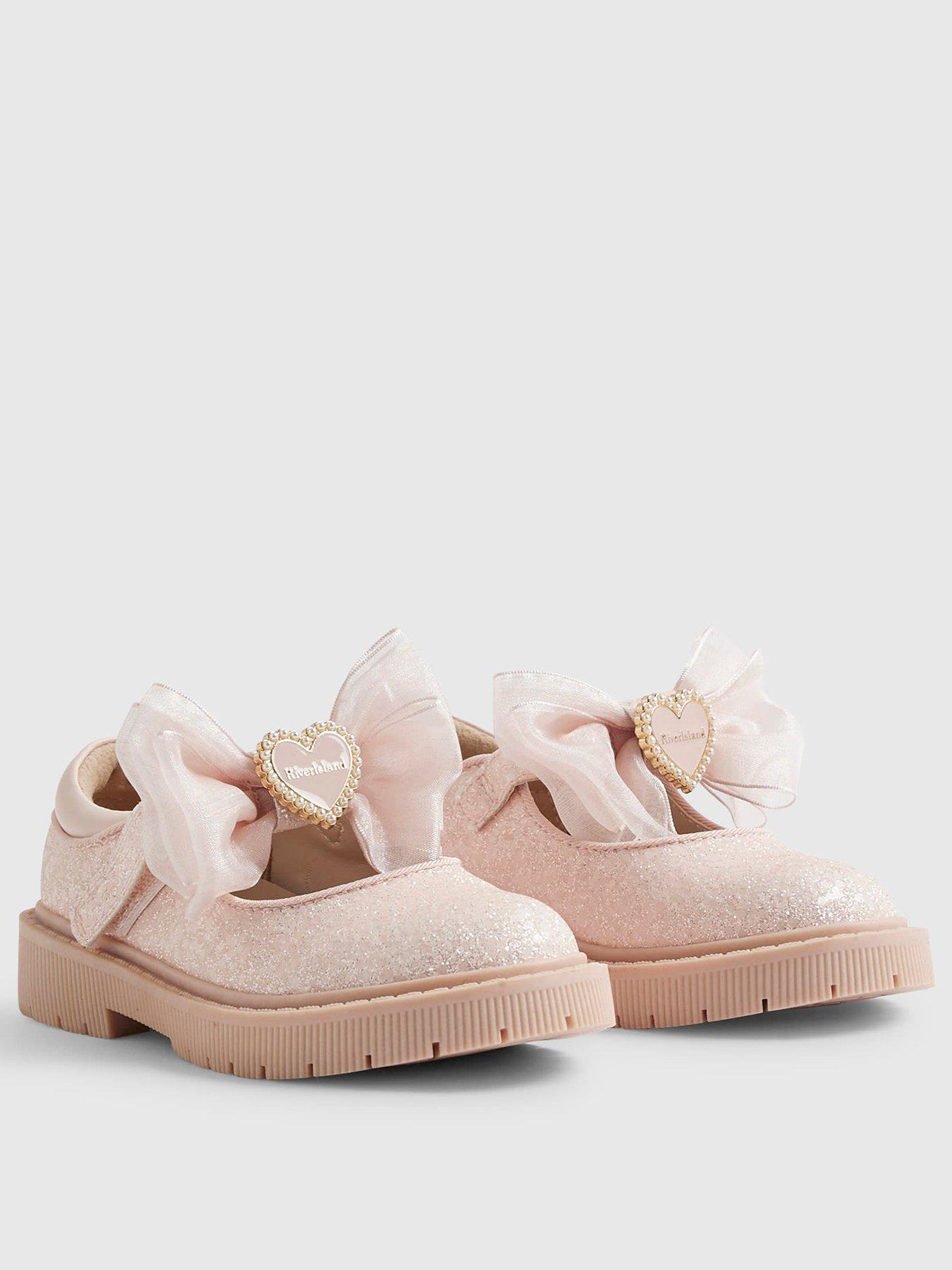 Image 2 of 5 of River Island Mini Mini Girls Glitter Mary Jane Shoes - Pink