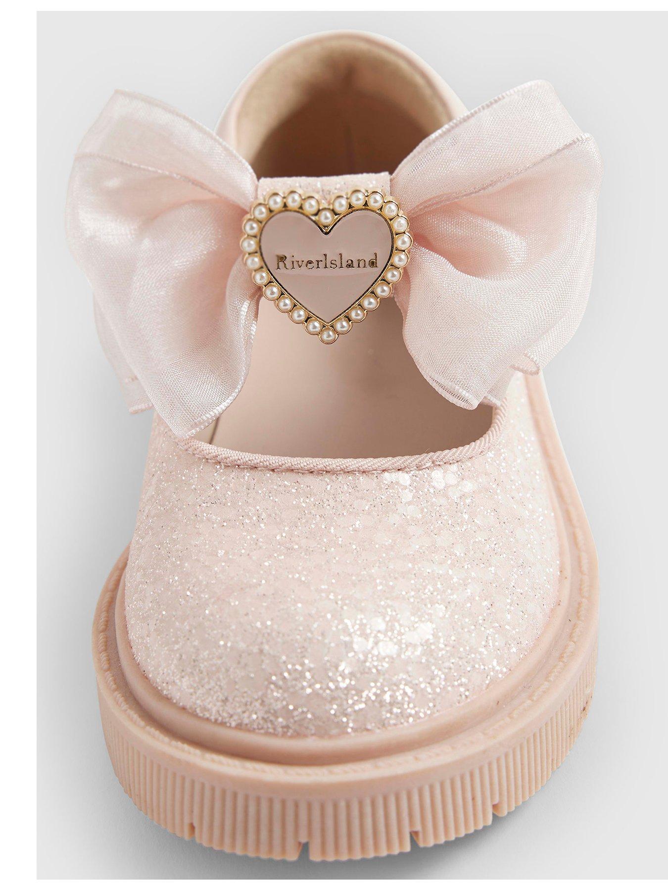 Image 4 of 5 of River Island Mini Mini Girls Glitter Mary Jane Shoes - Pink