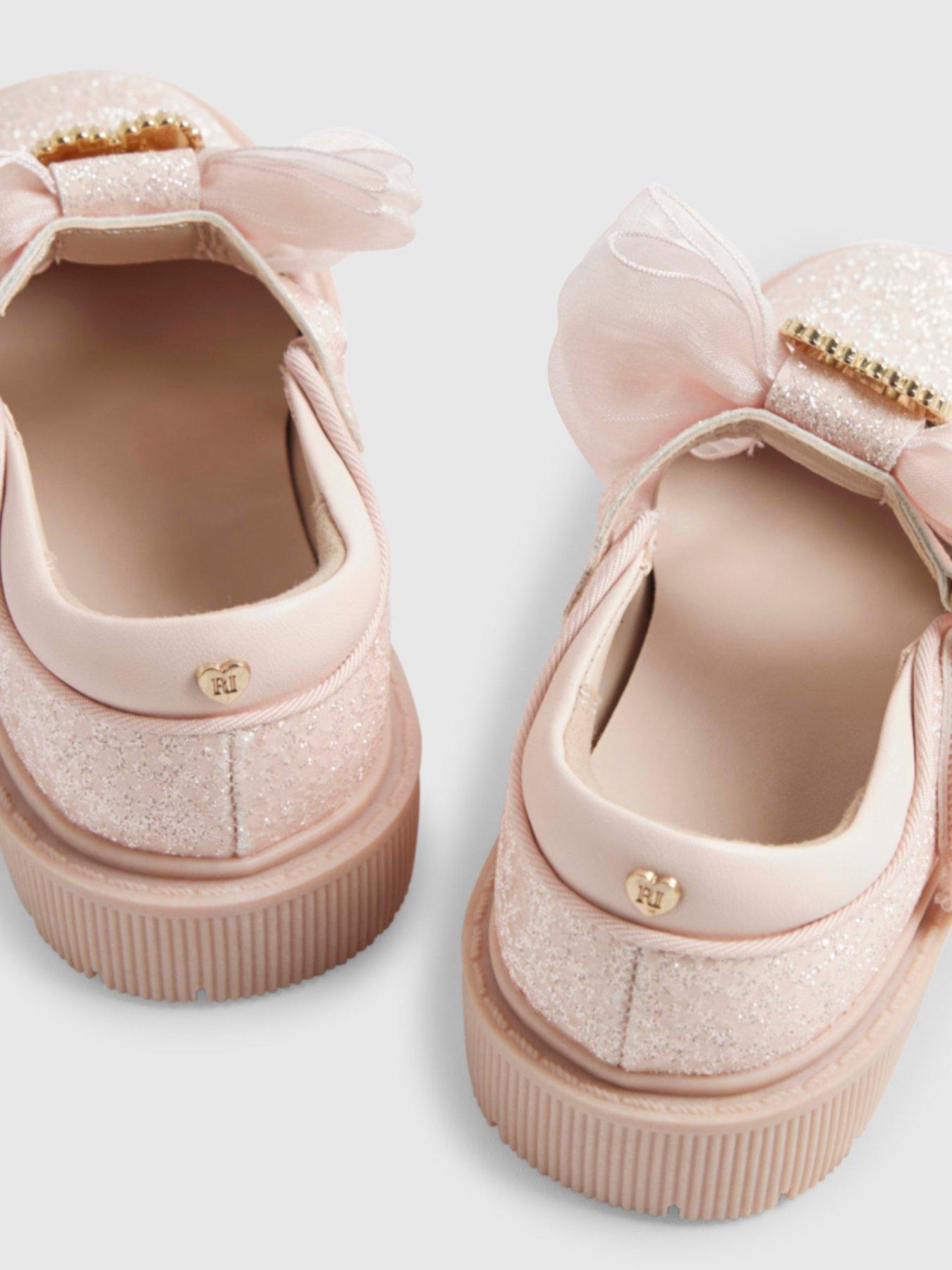 Image 5 of 5 of River Island Mini Mini Girls Glitter Mary Jane Shoes - Pink