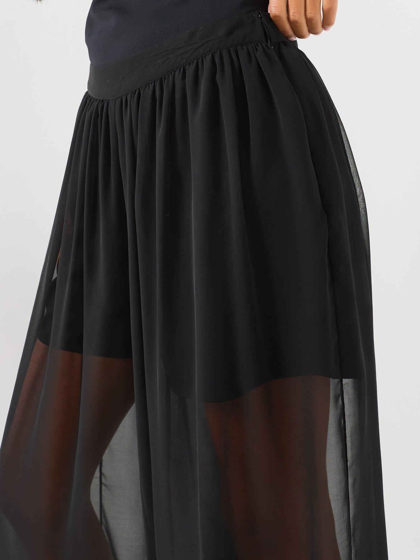 Image 5 of 5 of Vero Moda Vero Moda Womens Sheer Overlay Balloon Trousers - Black