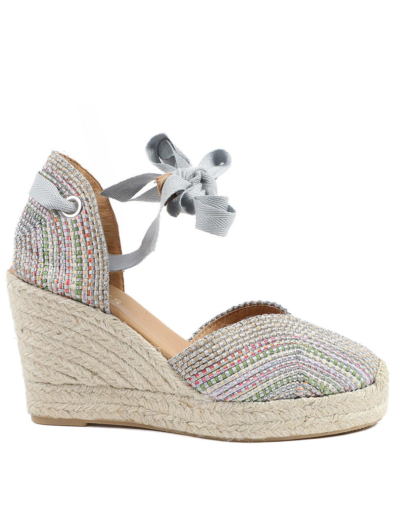 Jones Bootmaker Alyssa Closed Toe Wrap Around Wedge - Blue Multi
