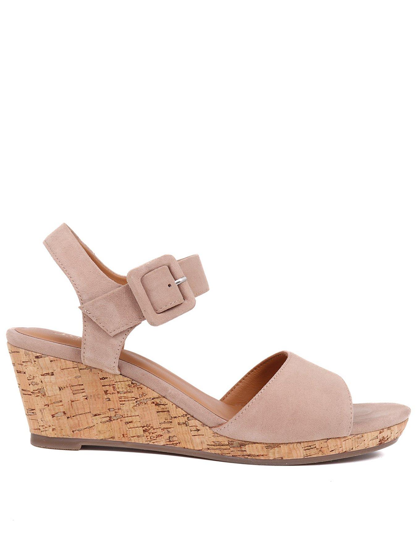 Image 1 of 5 of Jones Bootmaker Grazina Buckle Wedge Sandal - Beige