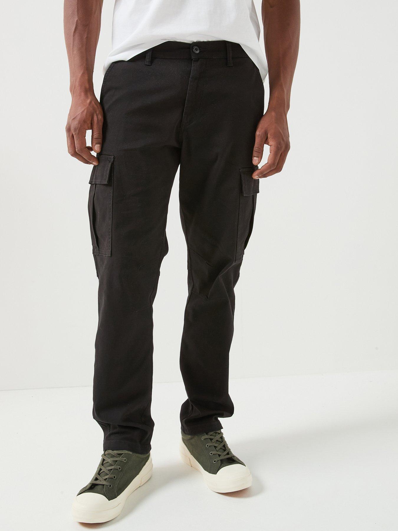 Image 1 of 6 of Jack & Jones Kane Dylan Uncuffed Cargo Trousers - Black