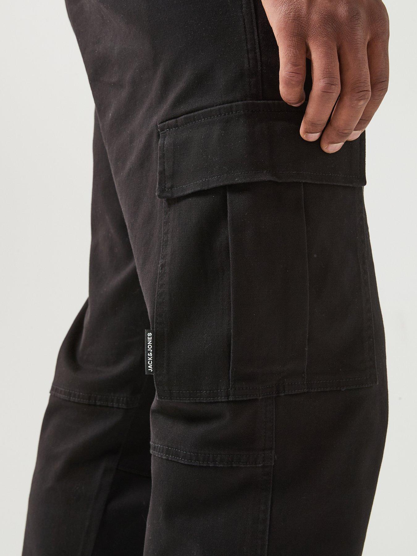 Image 4 of 6 of Jack & Jones Kane Dylan Uncuffed Cargo Trousers - Black
