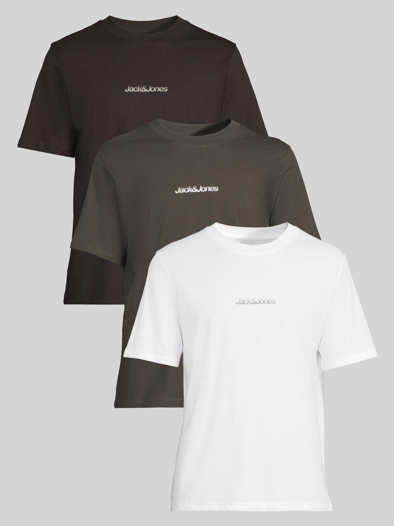 Image 1 of 7 of Jack & Jones Echo Graphic T-Shirt 3 Pack - Multi
