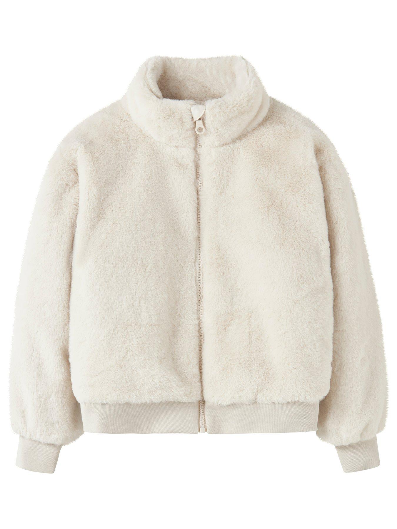 Name It Girls Fleece Zip Up Jacket - Cream