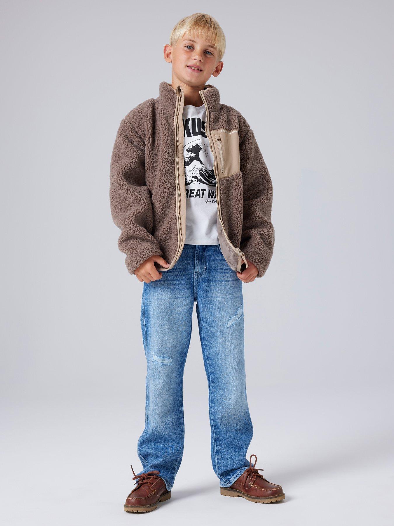 Name It Unisex Kids Fleece Zip Up Jacket - Brown