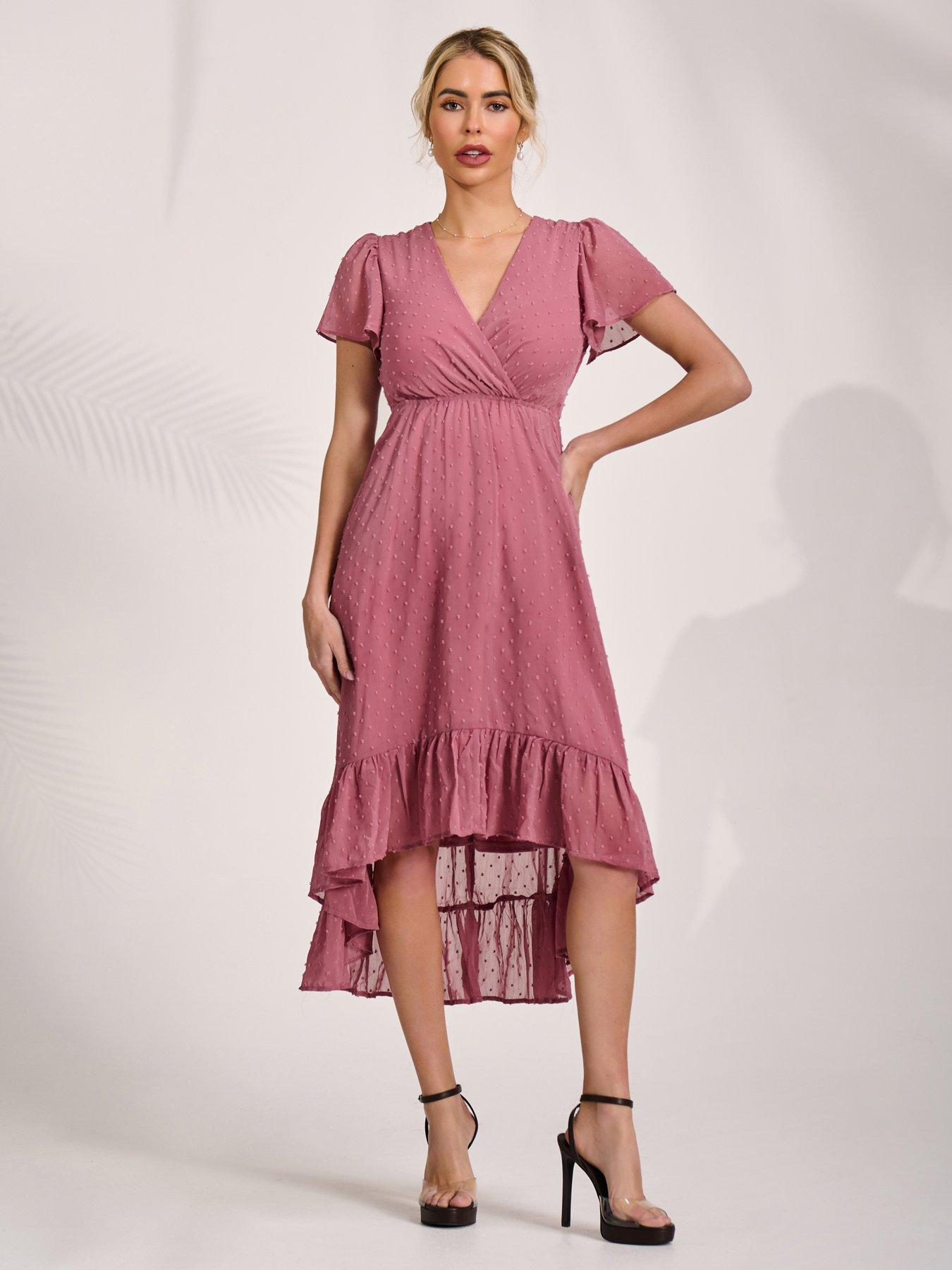 Image 1 of 7 of Jolie Moi Petite High Low Midaxi Dress - Pink