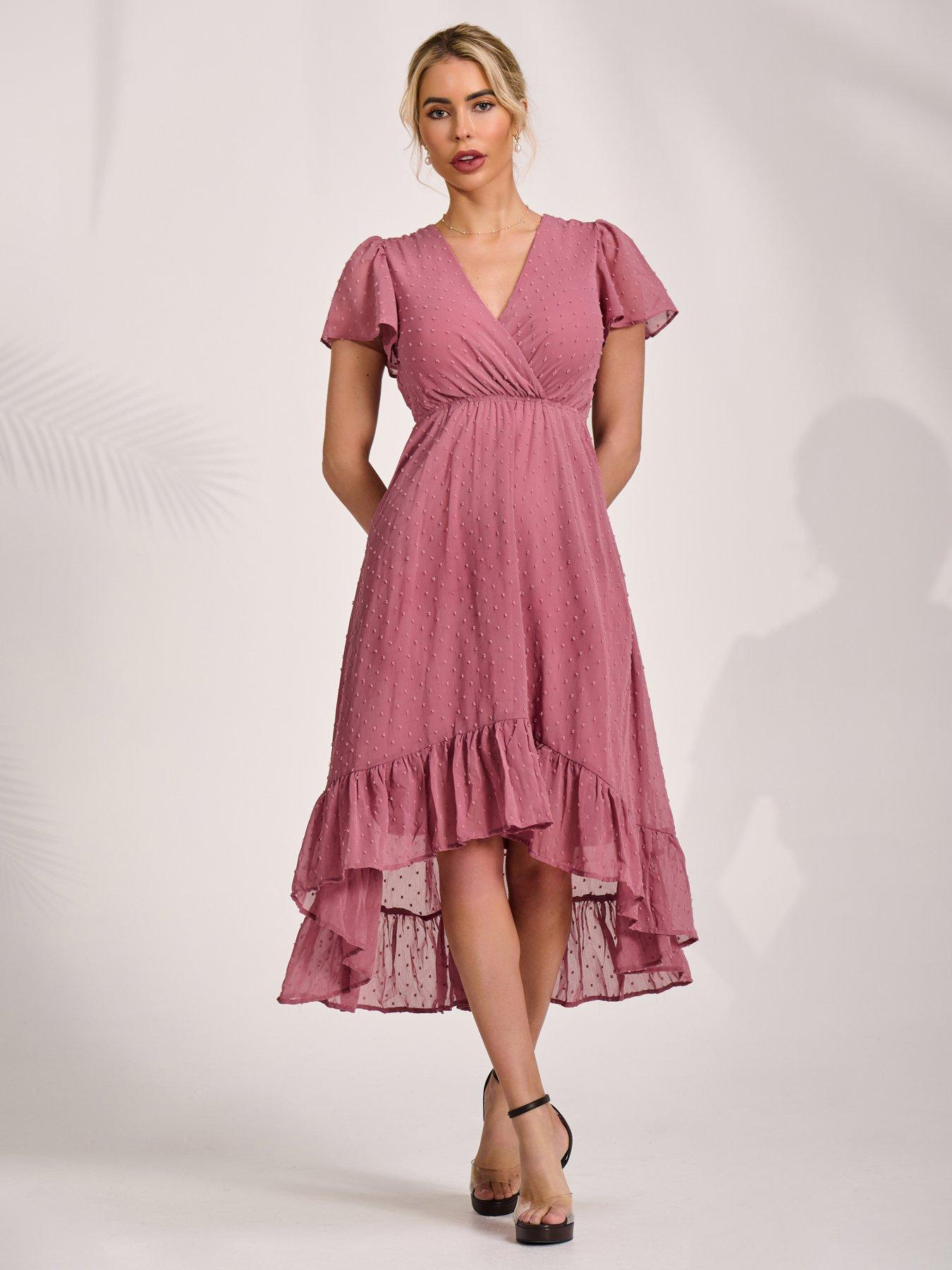Image 4 of 7 of Jolie Moi Petite High Low Midaxi Dress - Pink