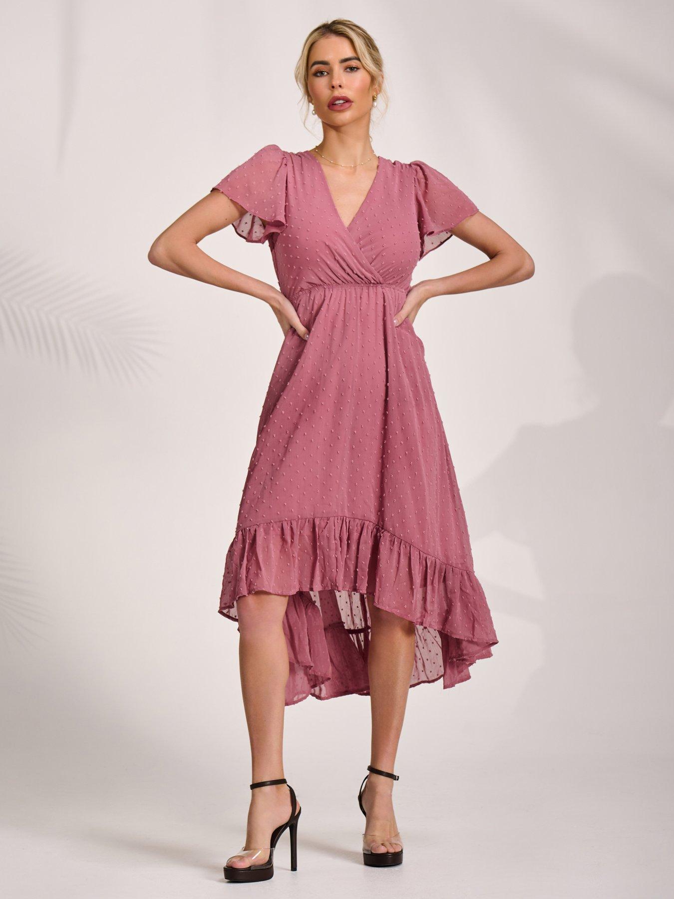 Image 5 of 7 of Jolie Moi Petite High Low Midaxi Dress - Pink