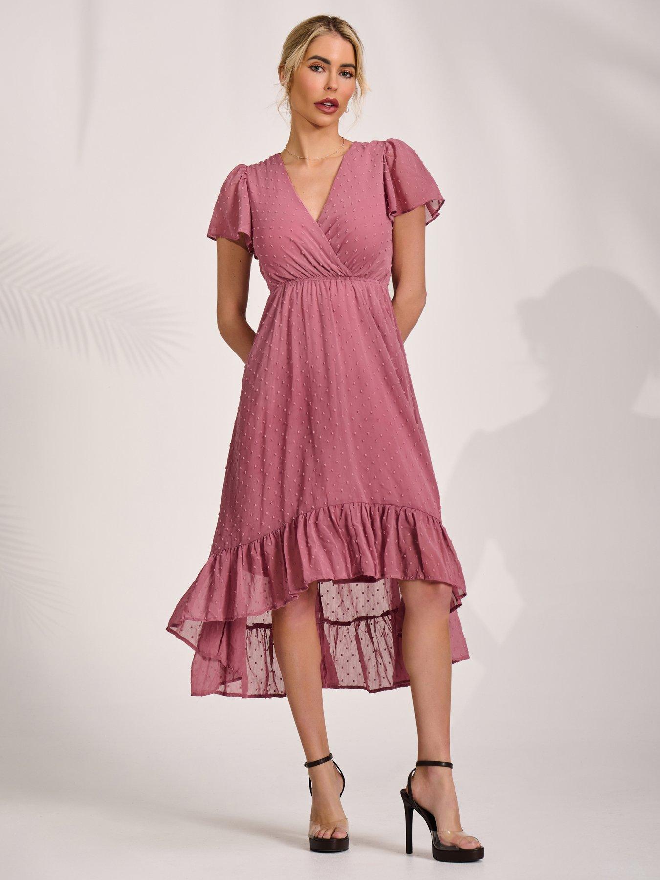 Image 6 of 7 of Jolie Moi Petite High Low Midaxi Dress - Pink