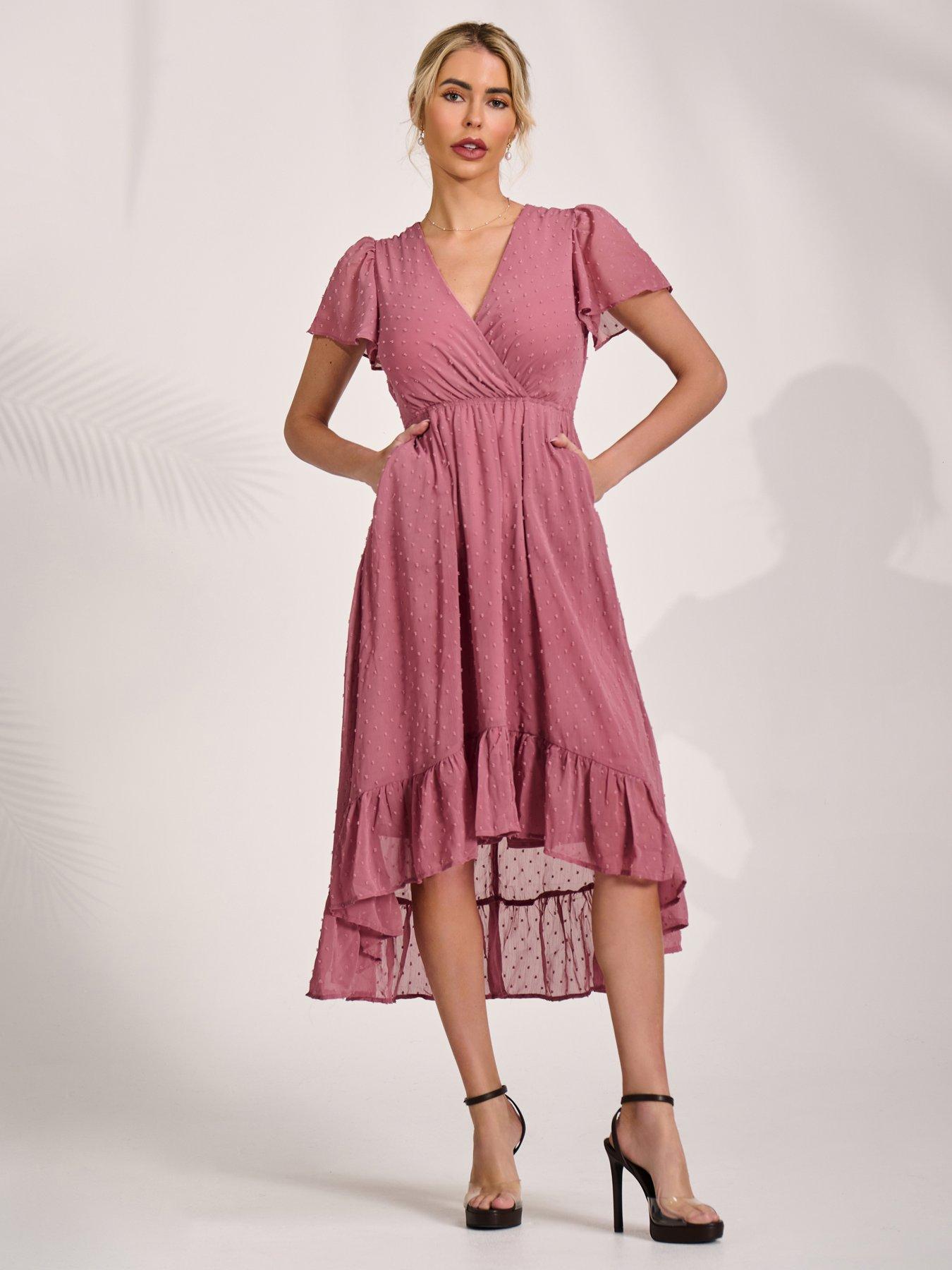 Image 7 of 7 of Jolie Moi Petite High Low Midaxi Dress - Pink