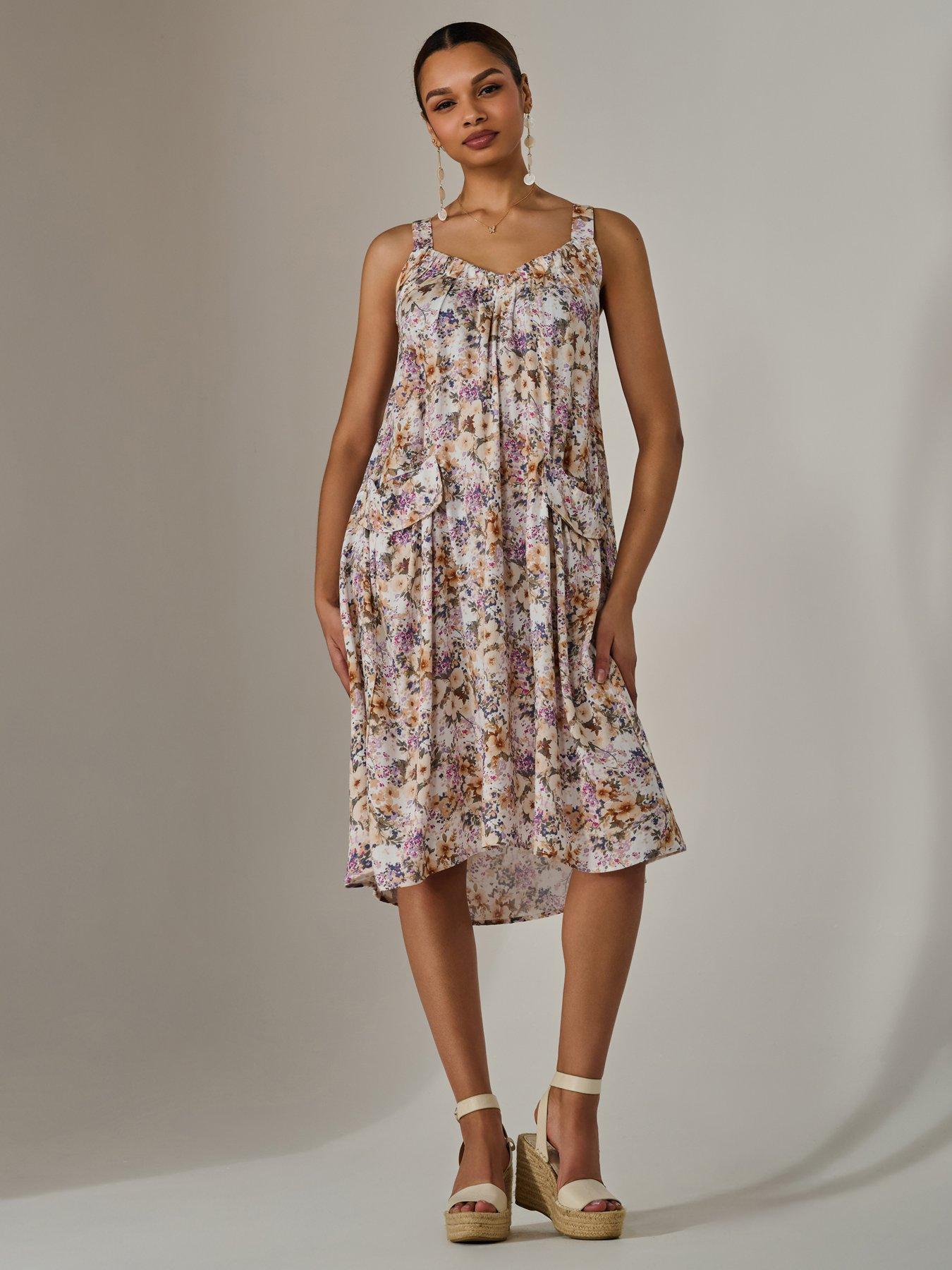 Jolie Moi A-Line Pocket Smock Dress - Multi