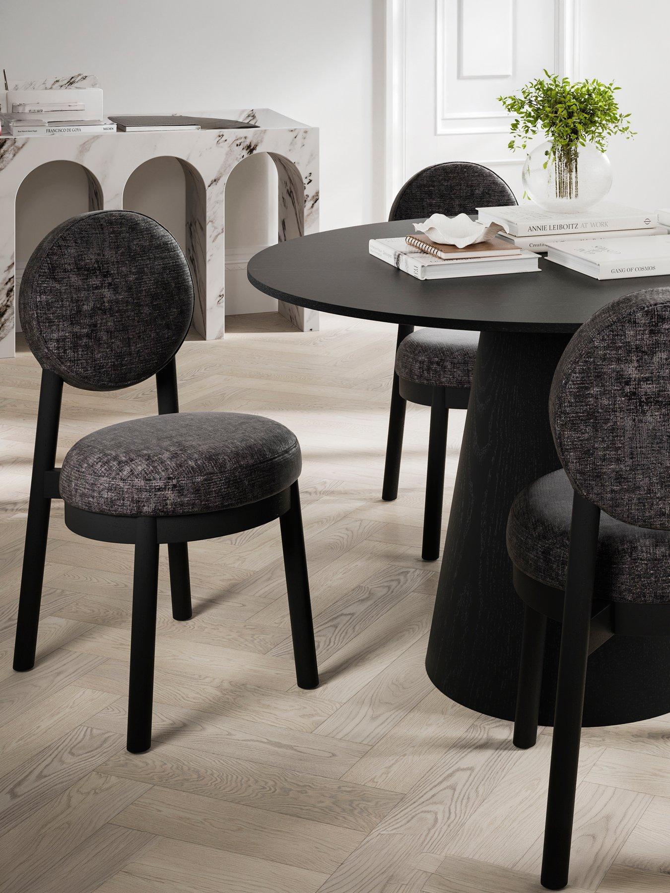 Oti Set Of 2 Maru Monument Dining Chairs in Black
