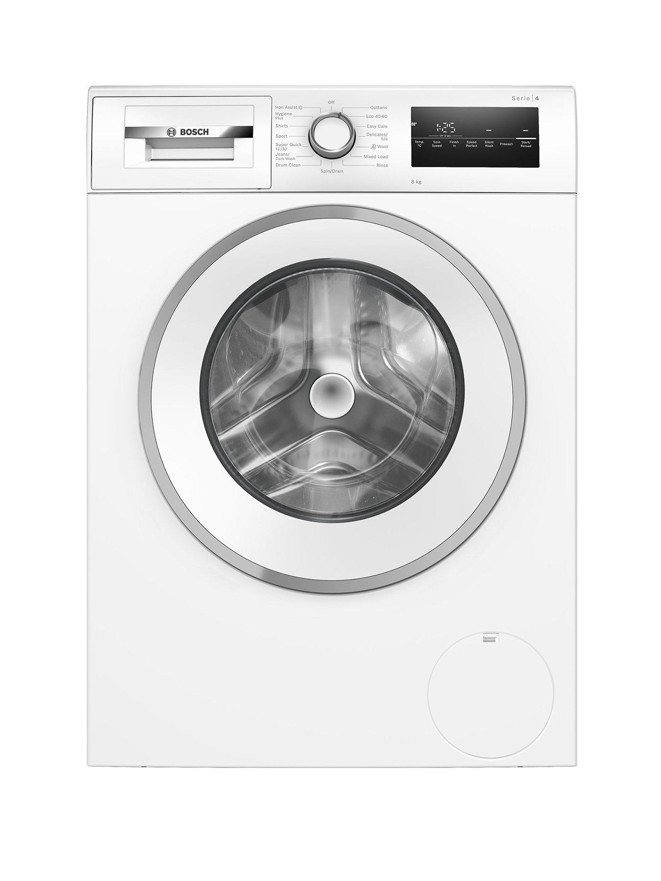 Bosch Series 4 Washing Machine, 8 kg Load, 1400 rpm Spin, A Rated, with Speed Perfect and Iron Assist - White