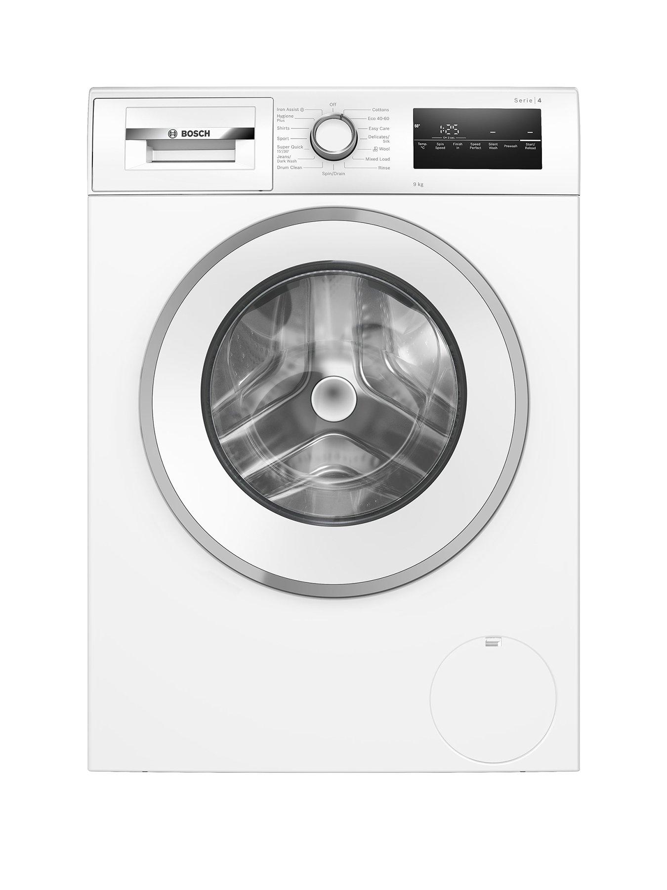 Bosch Series 4 Washing Machine, 9 kg Load, 1400 rpm Spin, A Rated, with Speed Perfect and Iron Assist - White