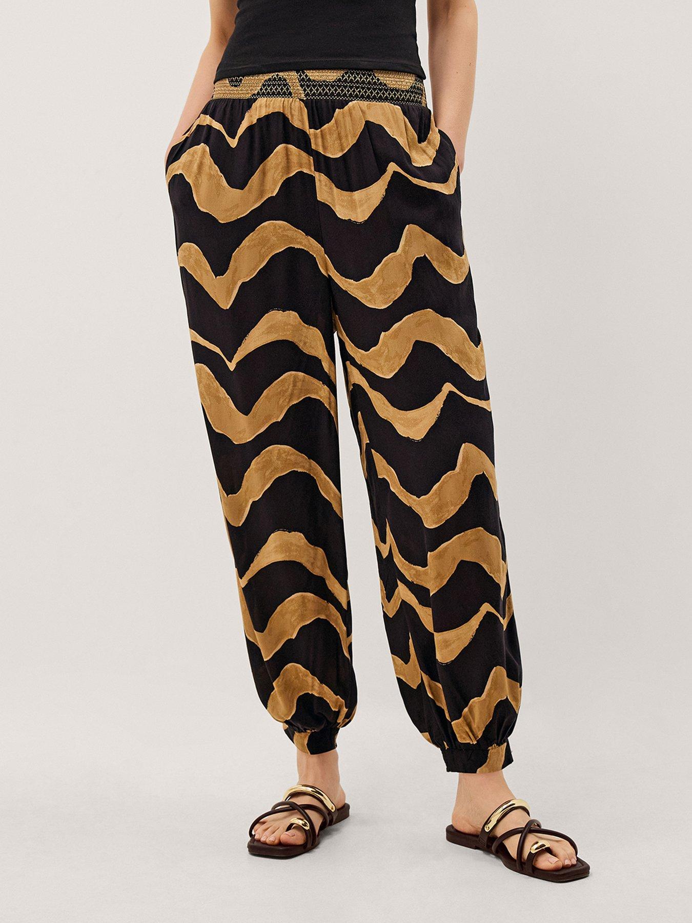 Monsoon Zahara Print Balloon Trousers - Black