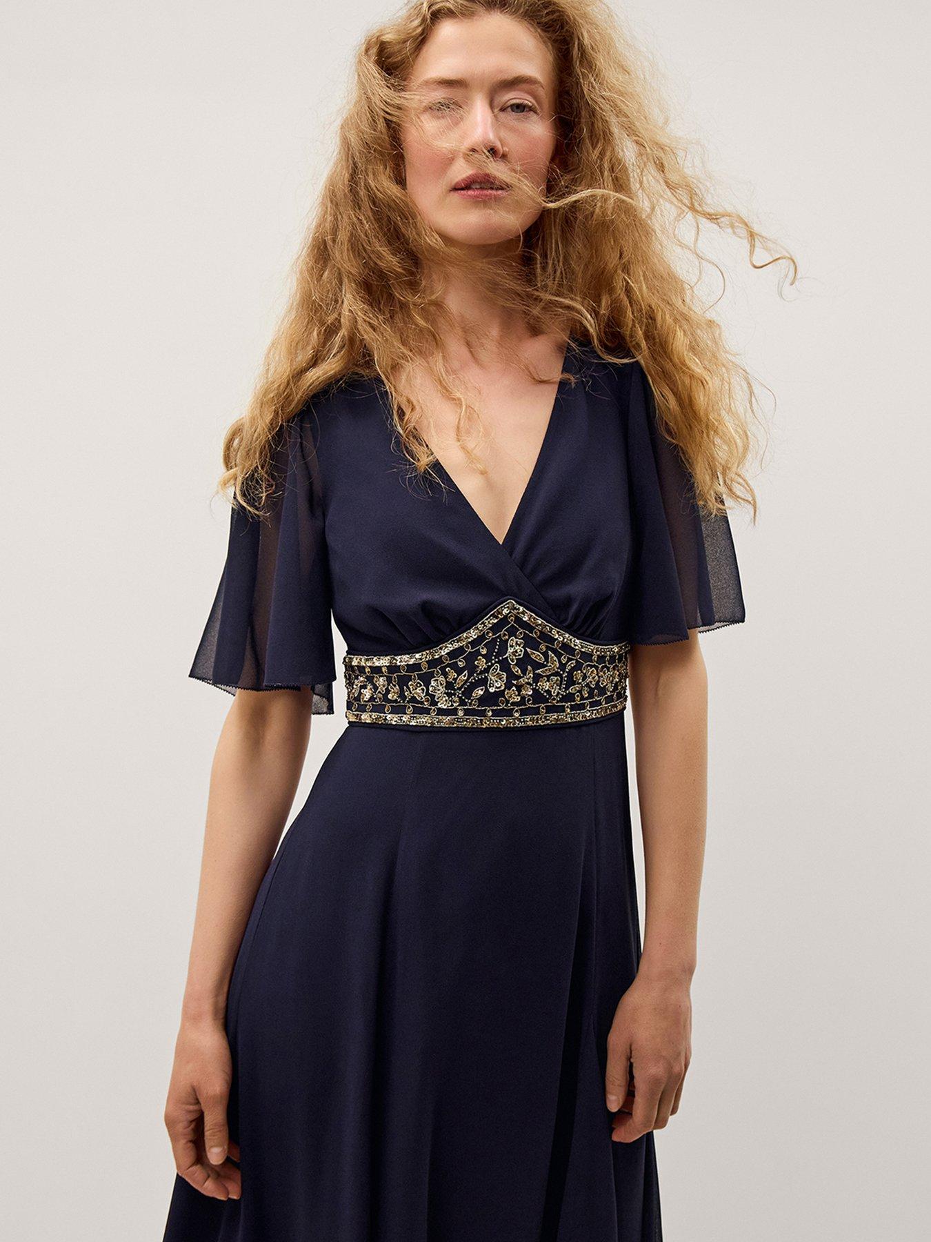 Image 3 of 5 of Monsoon Sienna Emb Dress - Blue