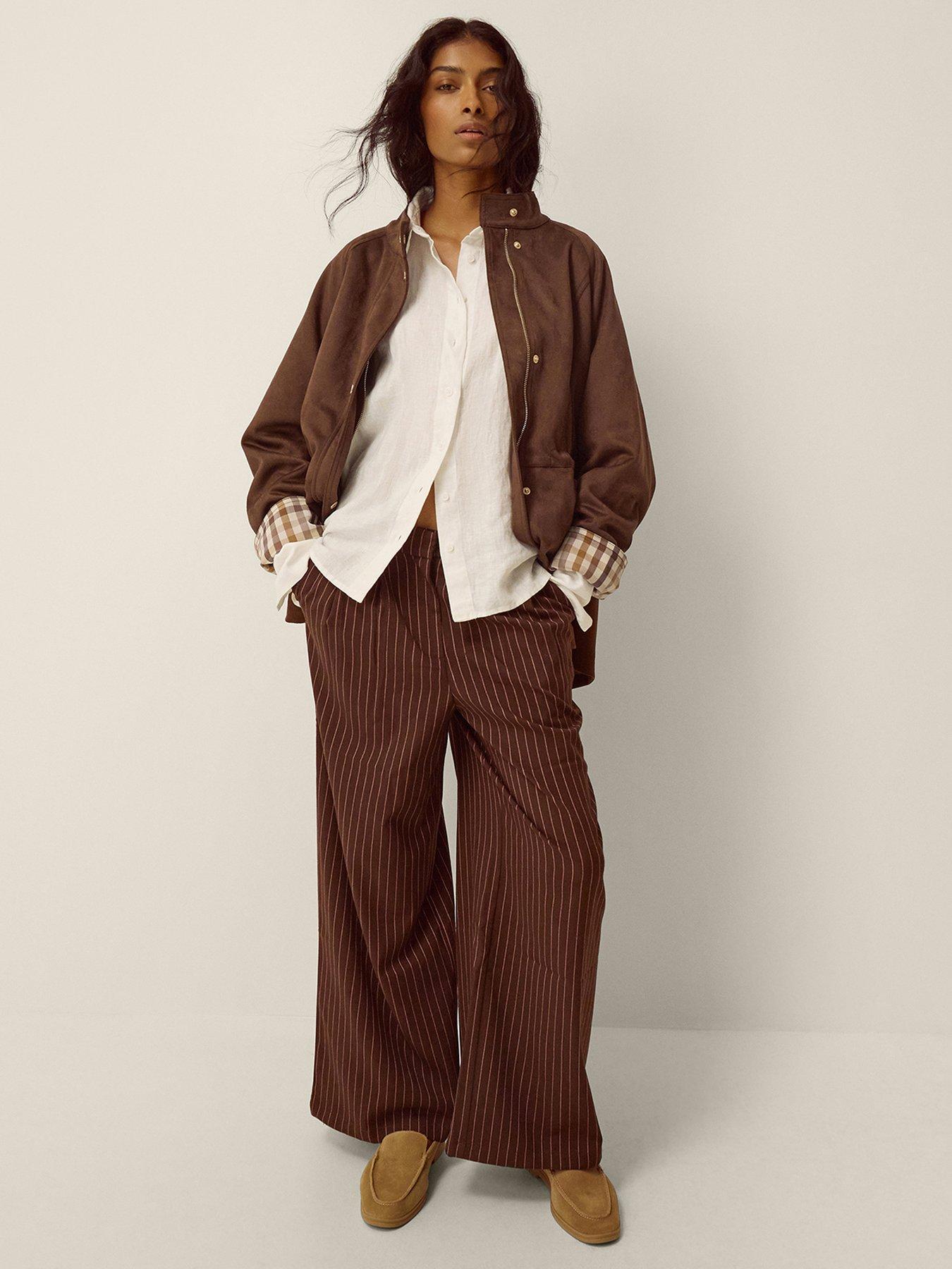 Monsoon Clara Faux Suede Jacket - Brown