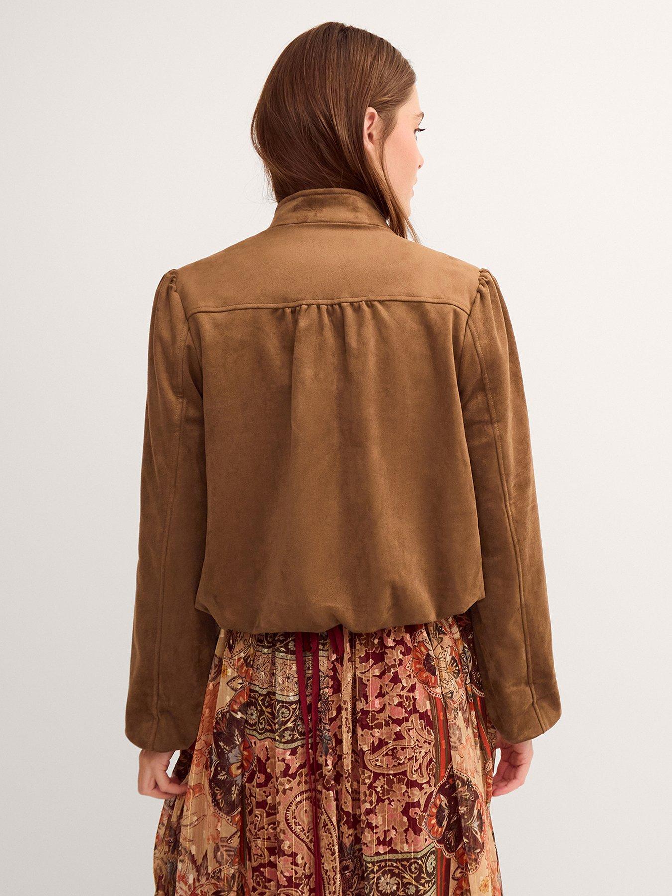 Image 2 of 6 of Monsoon Lucia Faux Suede Jacket - Brown