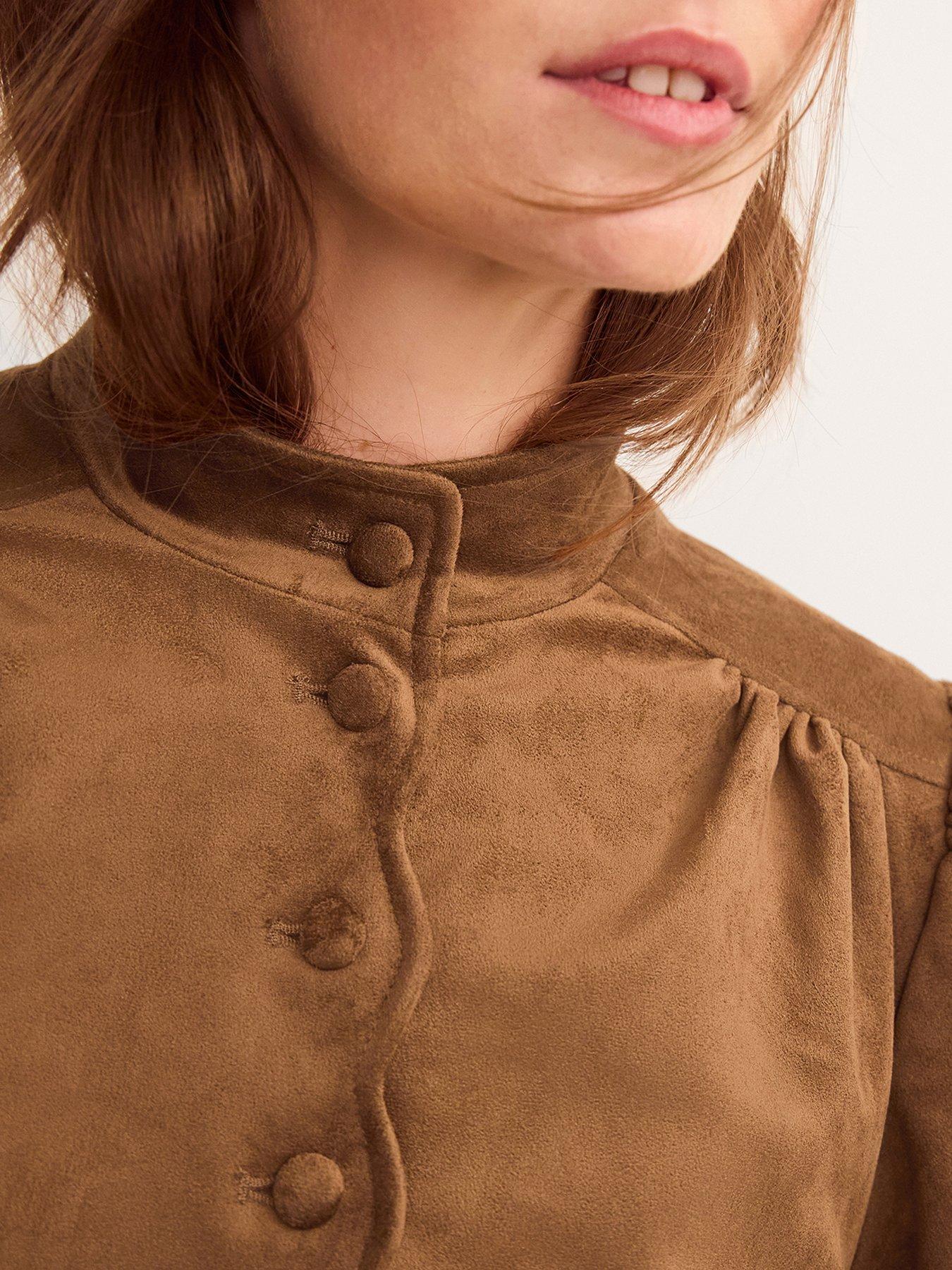 Image 5 of 6 of Monsoon Lucia Faux Suede Jacket - Brown