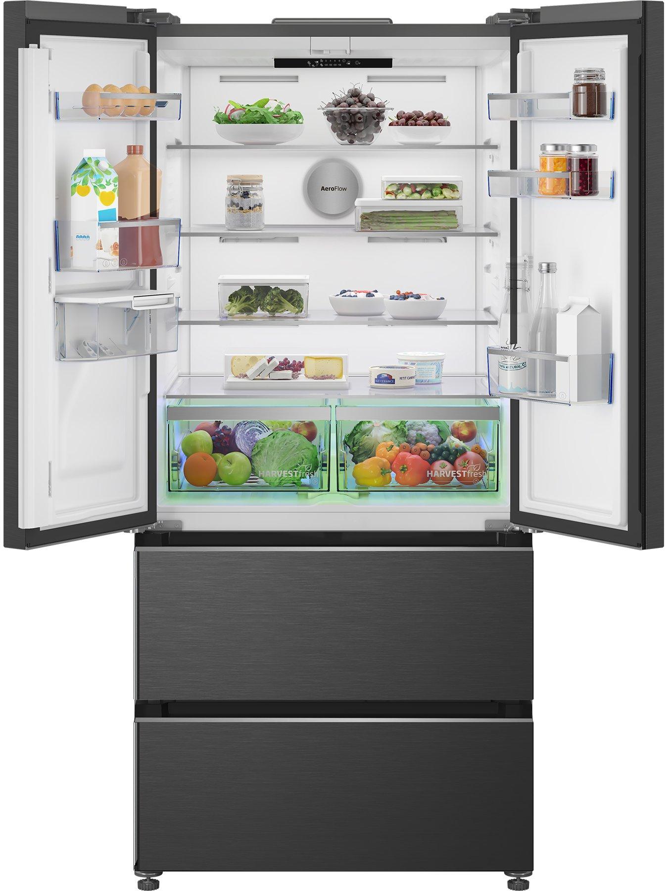 Image 2 of 7 of Beko GNE48510DVPZ Freestanding American Style AeroFlow Fridge Freezer with HarvestFresh - Black Steel