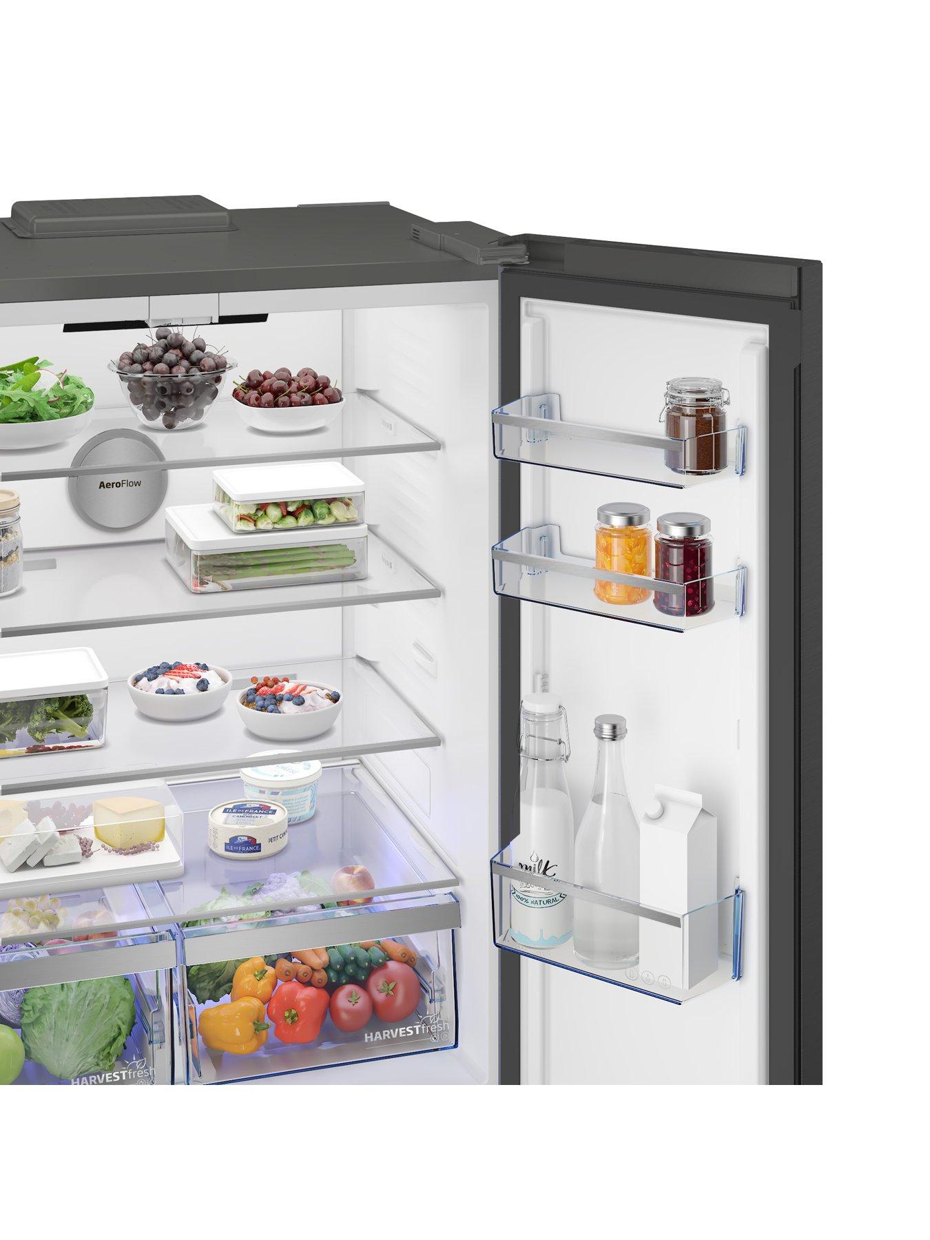 Image 6 of 7 of Beko GNE48510DVPZ Freestanding American Style AeroFlow Fridge Freezer with HarvestFresh - Black Steel
