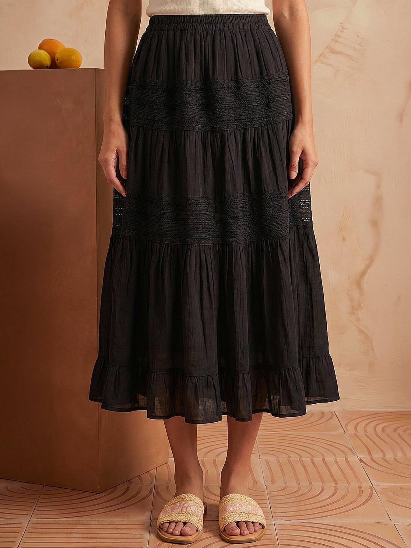 Roman Lace A-line Midi Skirt
