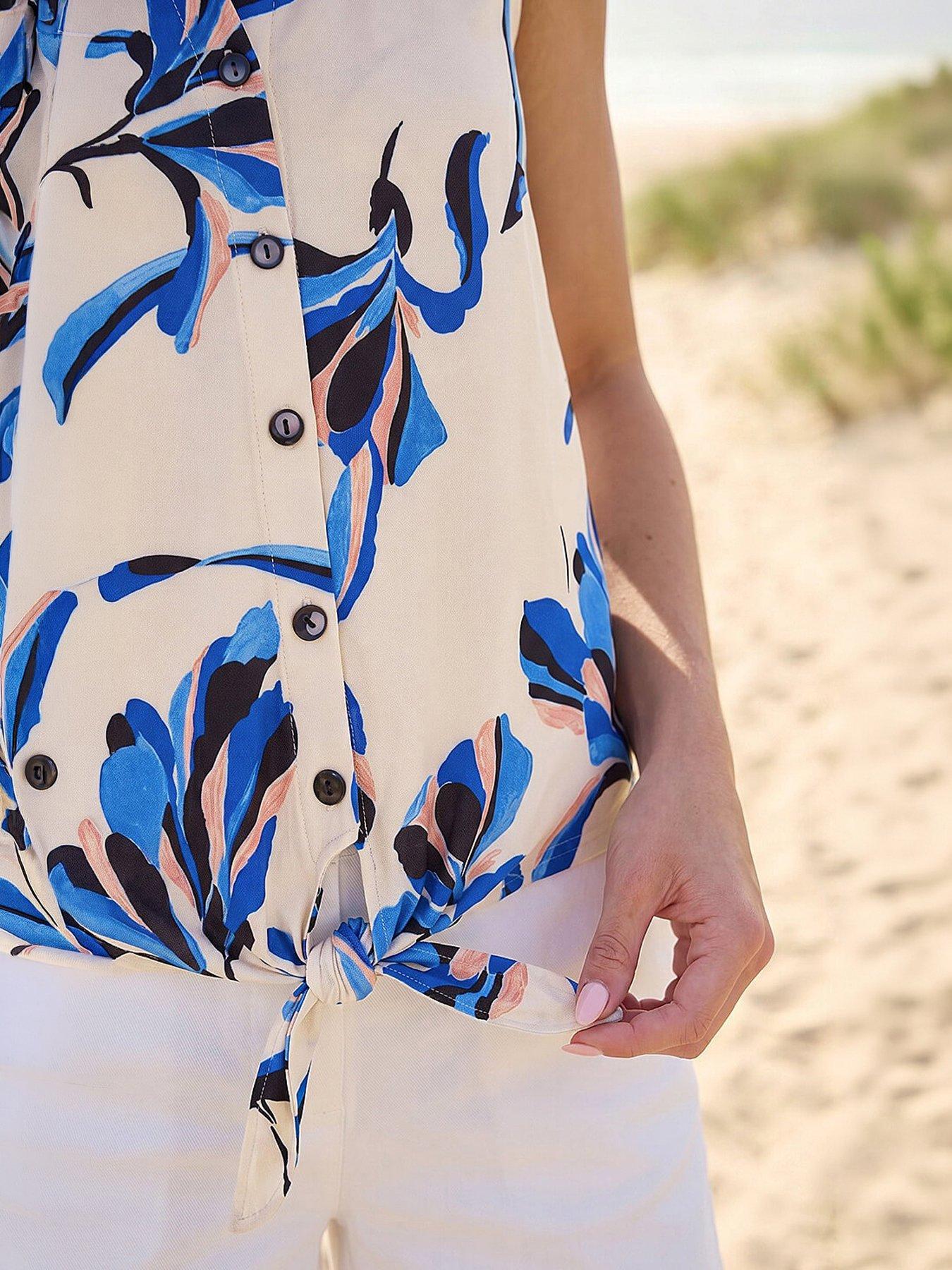 Image 4 of 4 of Roman Floral Tie Front Blouse