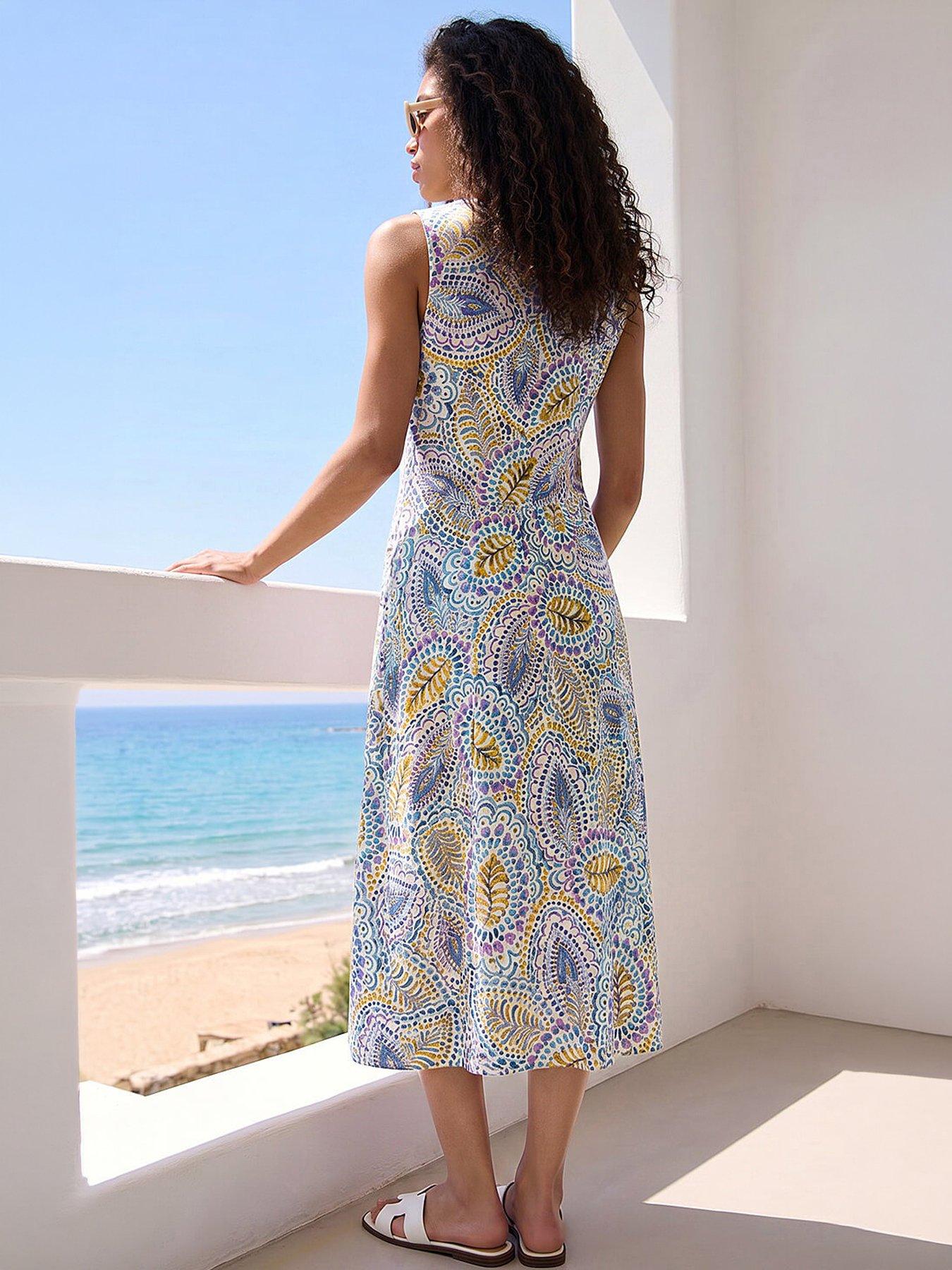 Image 2 of 4 of Roman Petite Abstract Print Button Dress