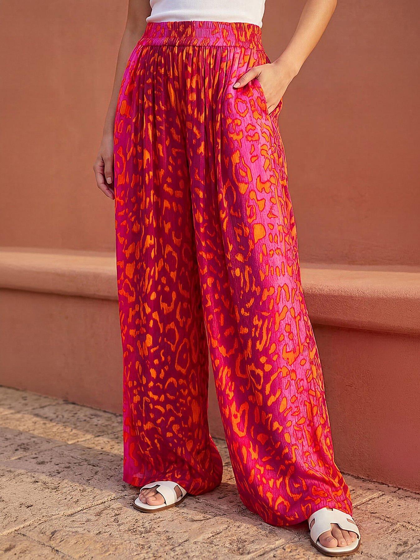 Roman Animal Print Crinkle Trouser