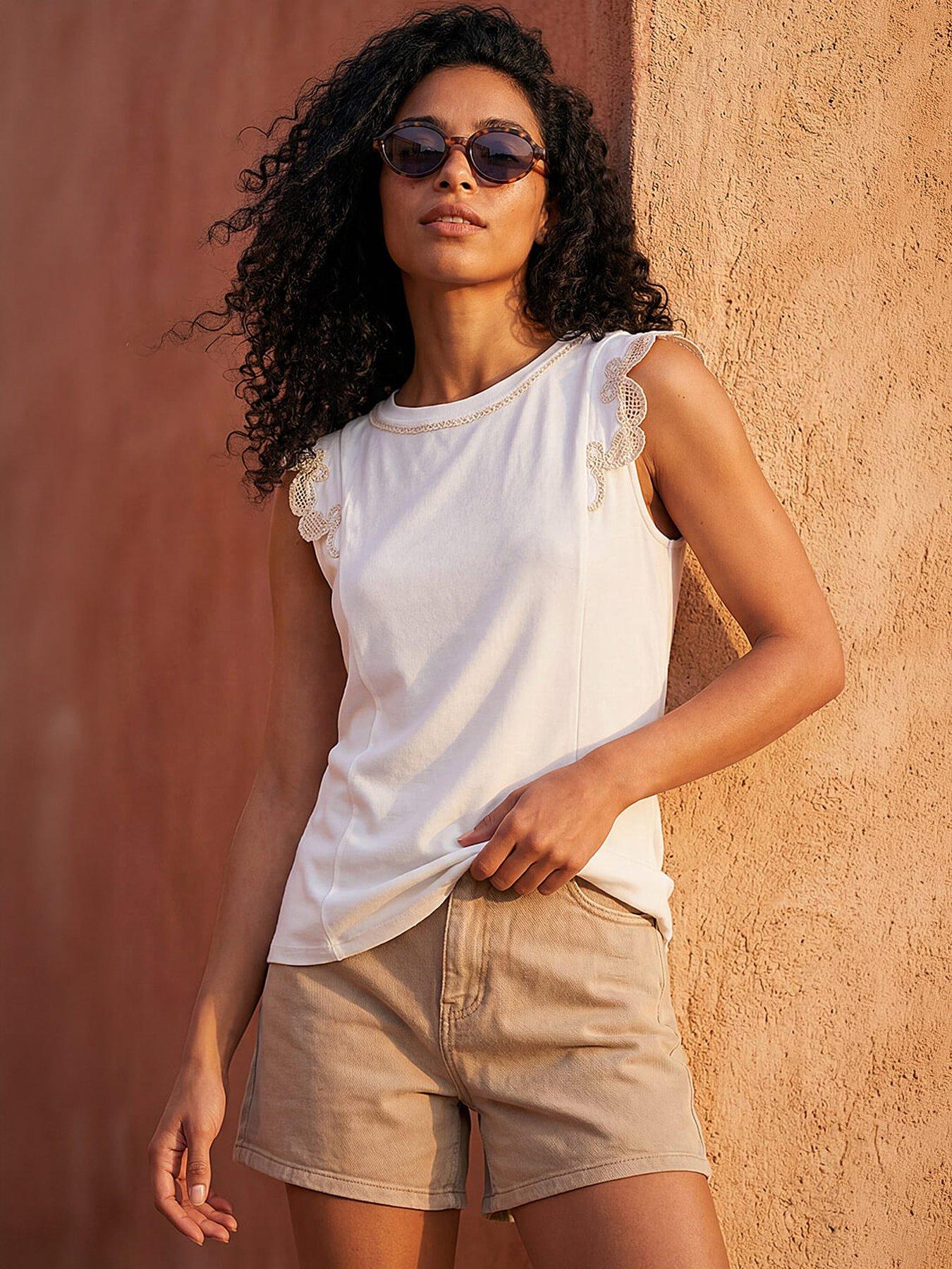 Roman Embroidered Frill Top