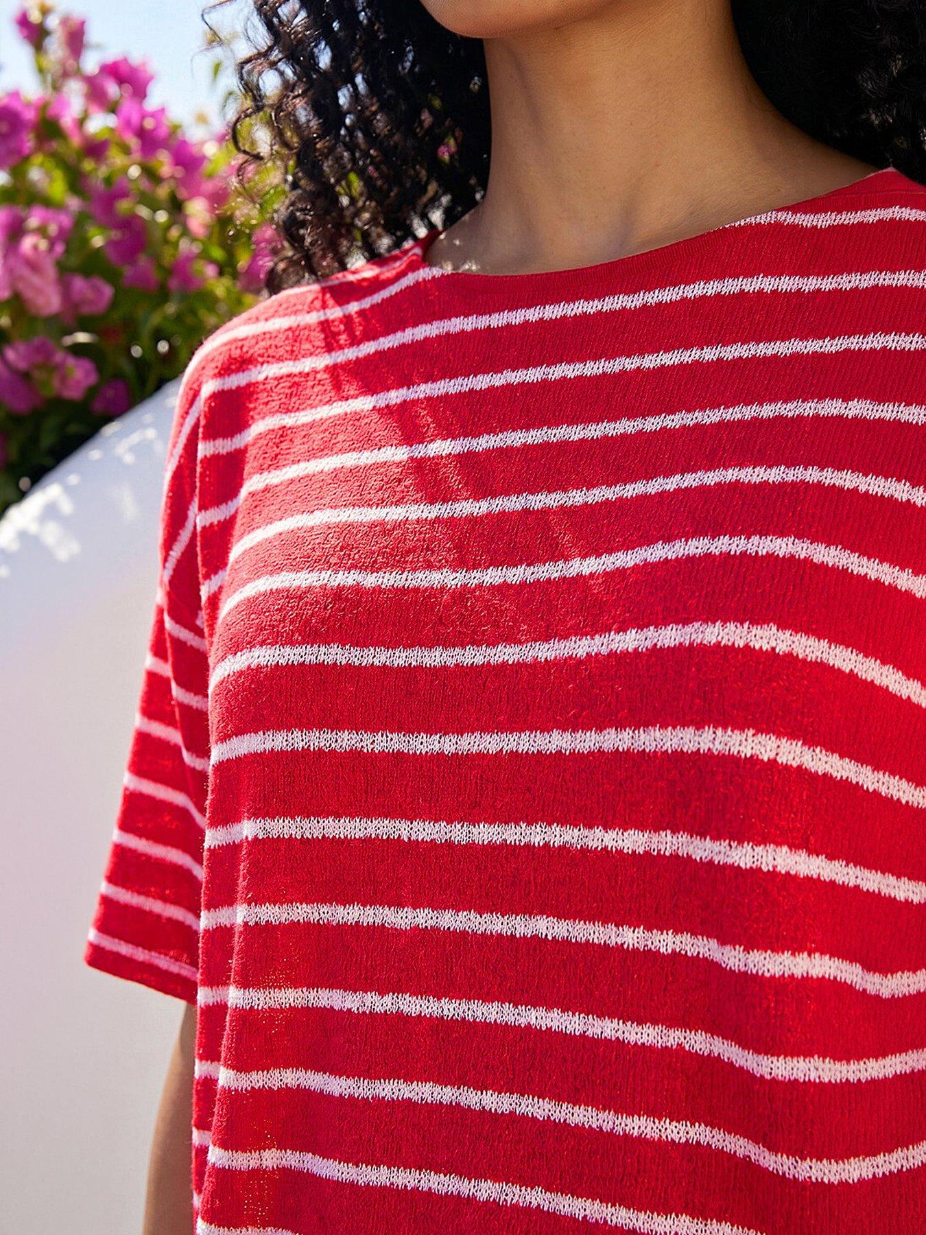 Image 4 of 4 of Roman Stripe Print Snit Jersey Top