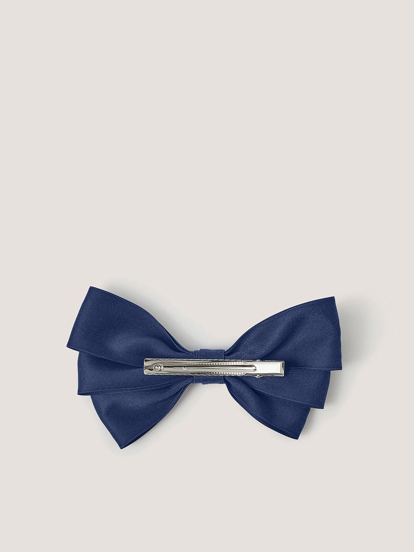 Image 2 of 3 of Monsoon Girls School Layered Bow Hair Clip - Navy