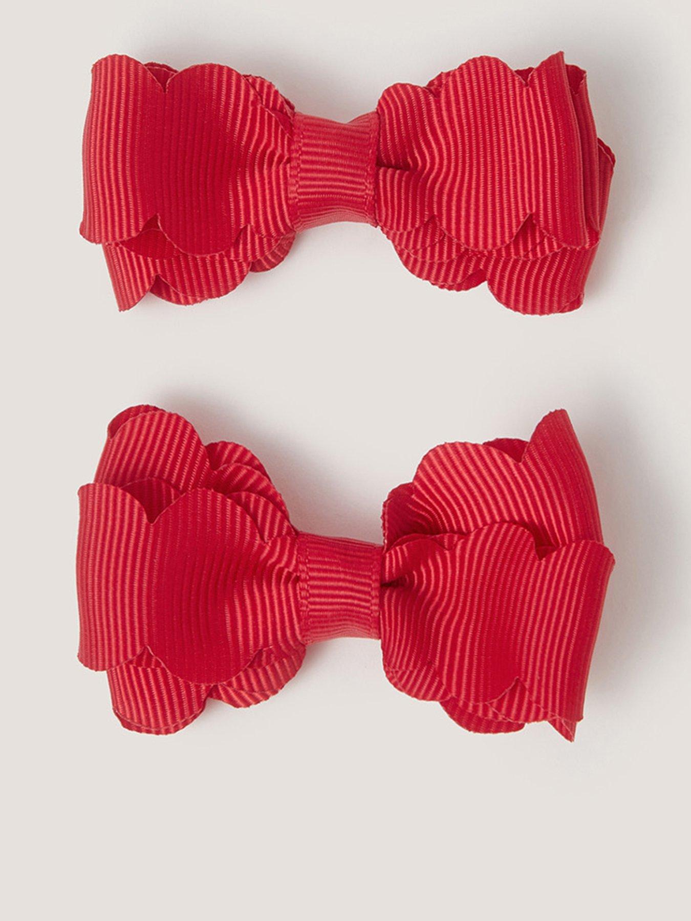 Image 1 of 2 of Monsoon Girls 2 Pack School Scallop Bow Hair Clip - Red