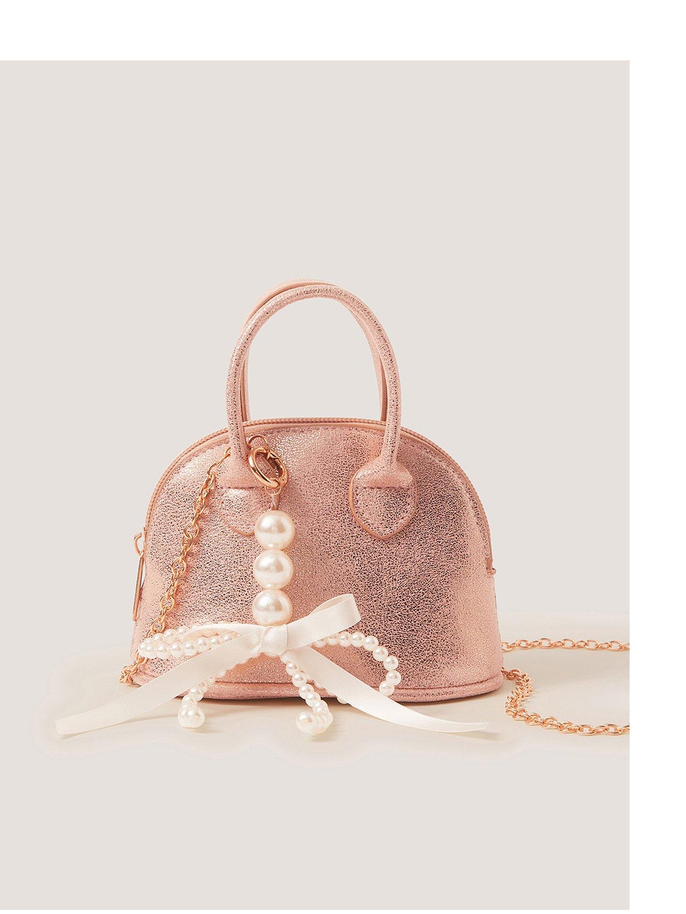Monsoon Girls Pearl Charm Amelia Bag - Rose Gold