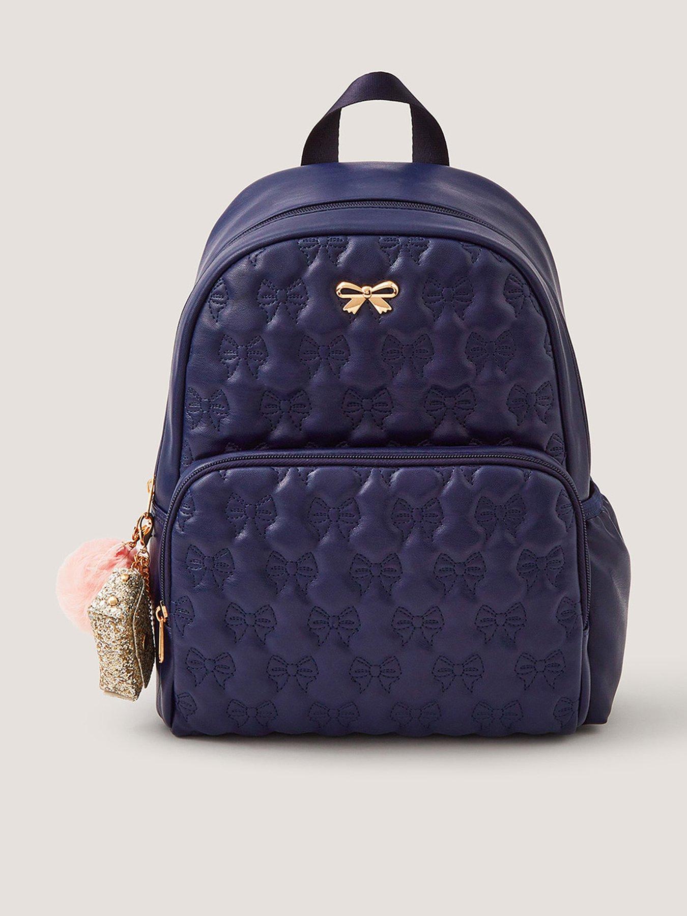 Image 1 of 4 of Monsoon Heart Quilted School Backpack - Navy