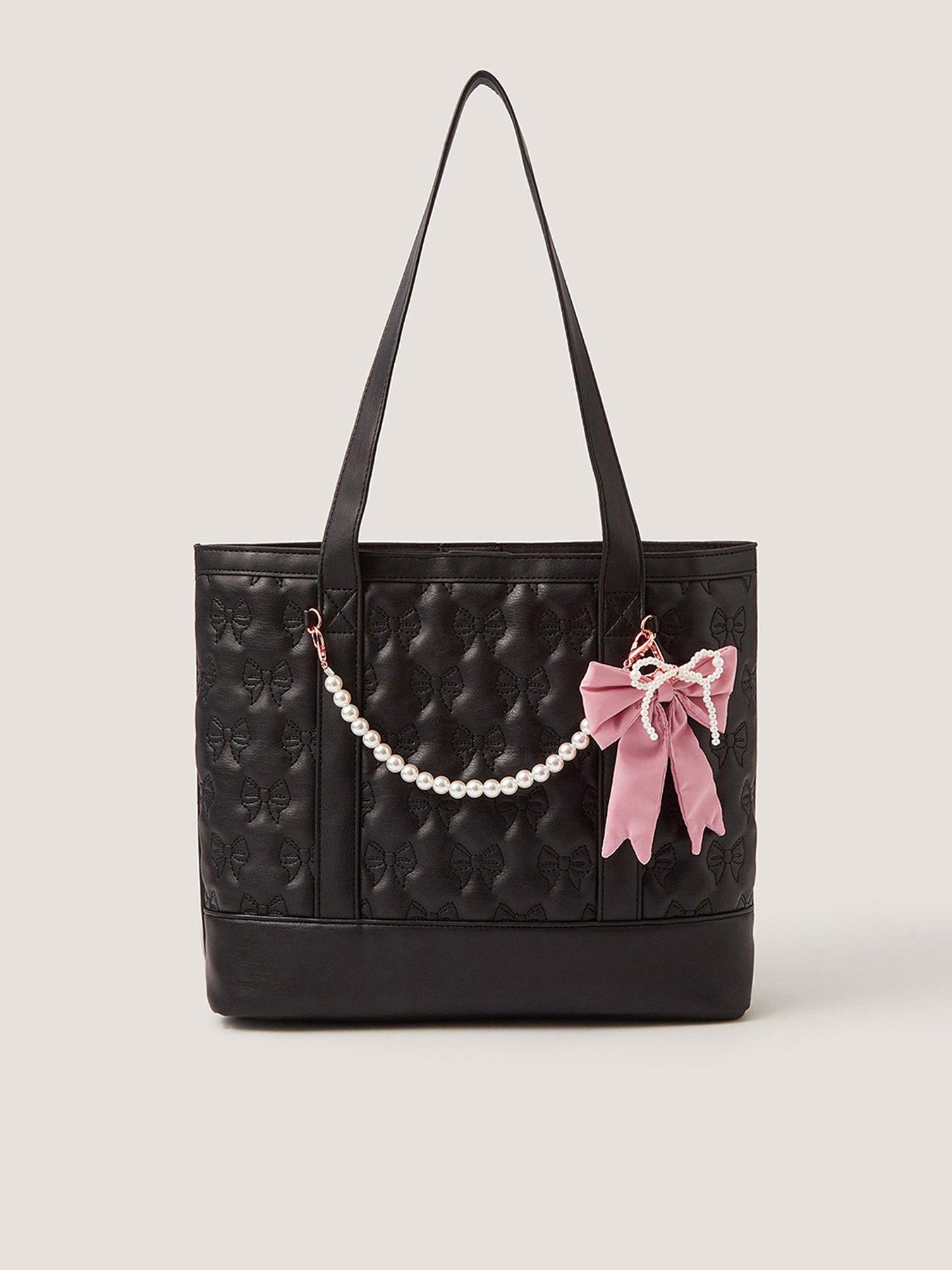 Monsoon Girls School Bow Charm Tote Bag - Black