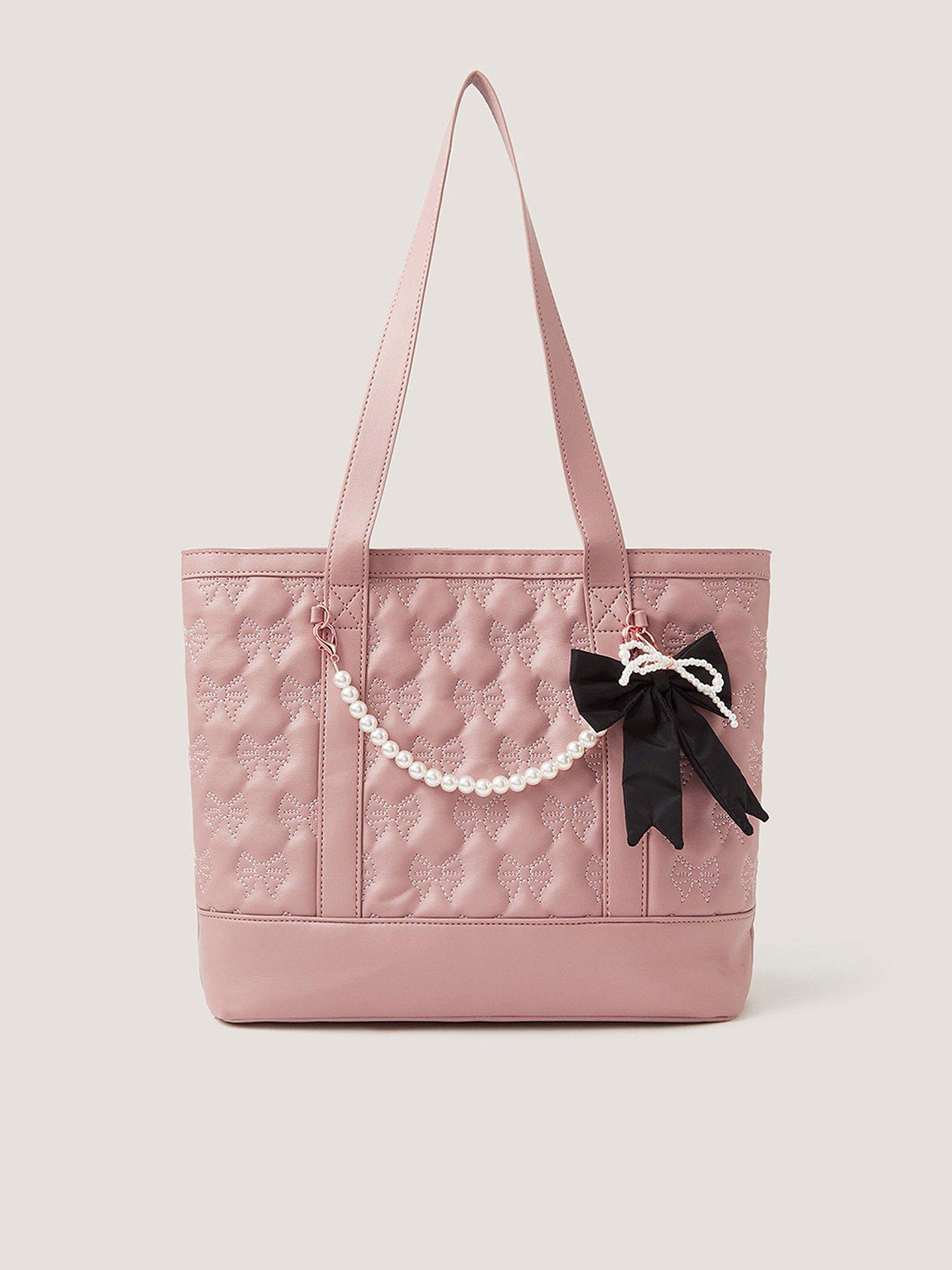 Monsoon Girls Bow Charm Tote Bag - Pink