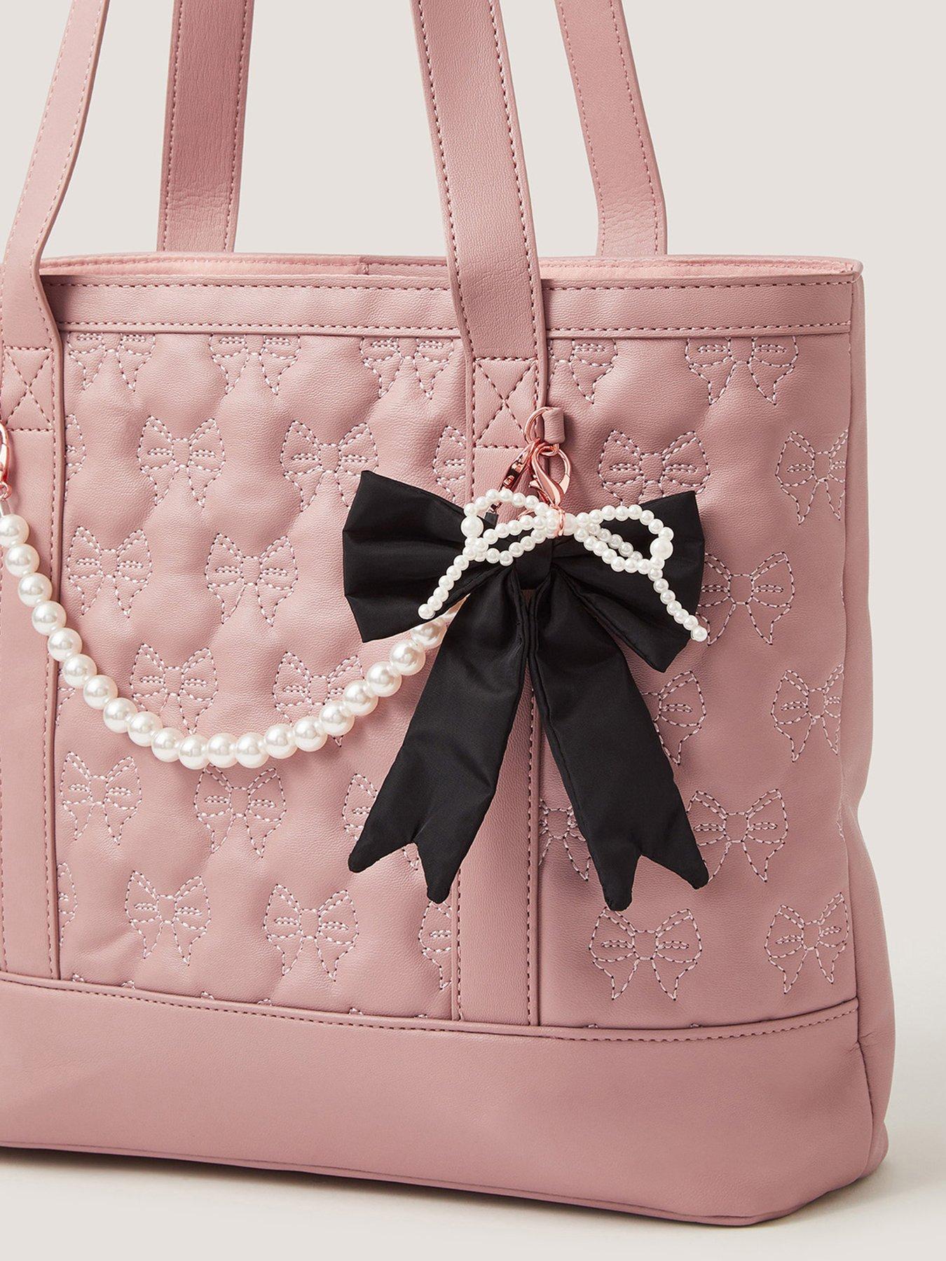 Image 3 of 4 of Monsoon Girls Bow Charm Tote Bag - Pink