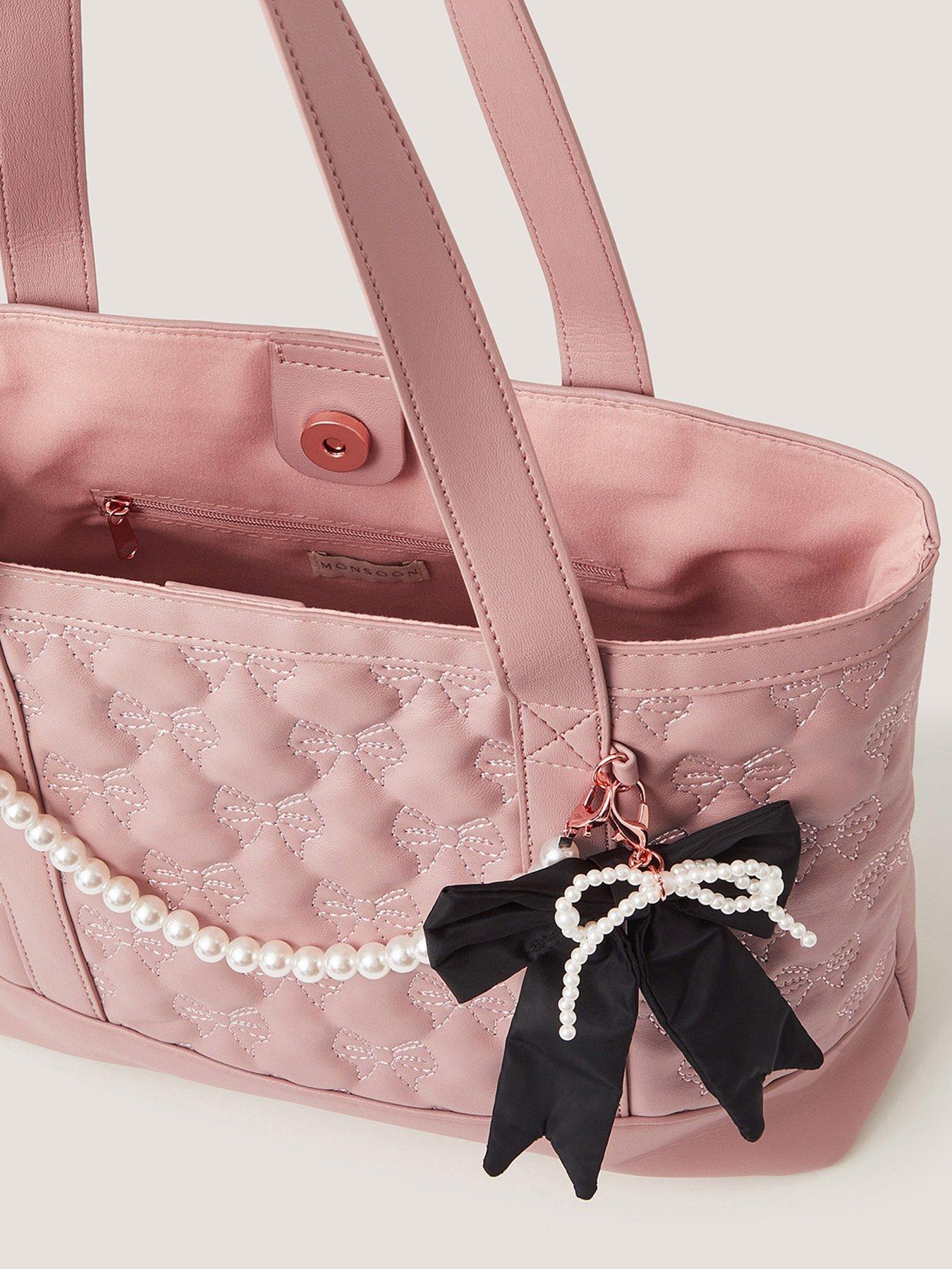 Image 4 of 4 of Monsoon Girls Bow Charm Tote Bag - Pink
