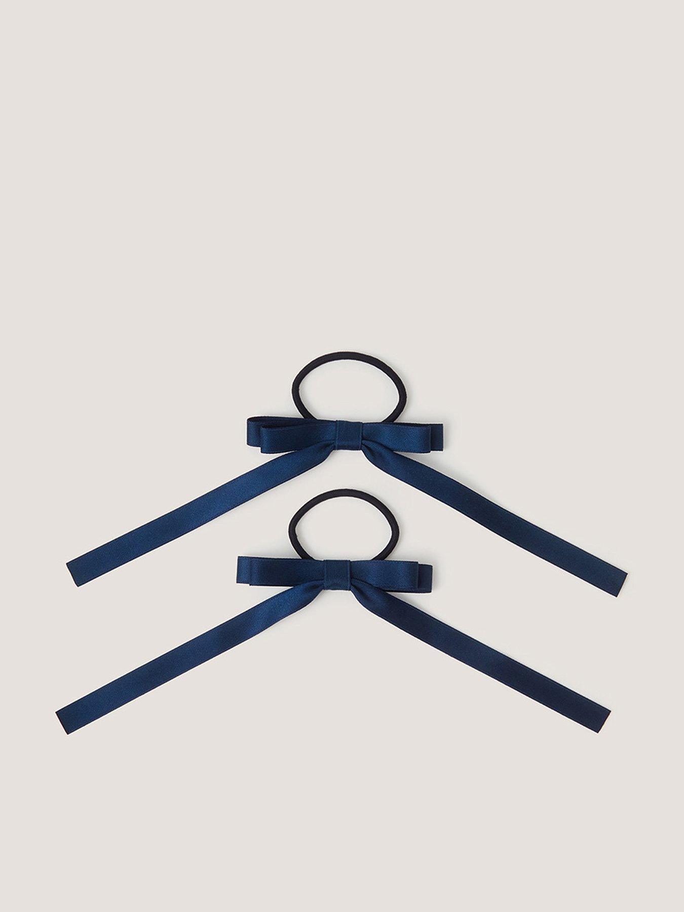 Monsoon Girls 2 Pack School Bow Hair Ponies - Navy