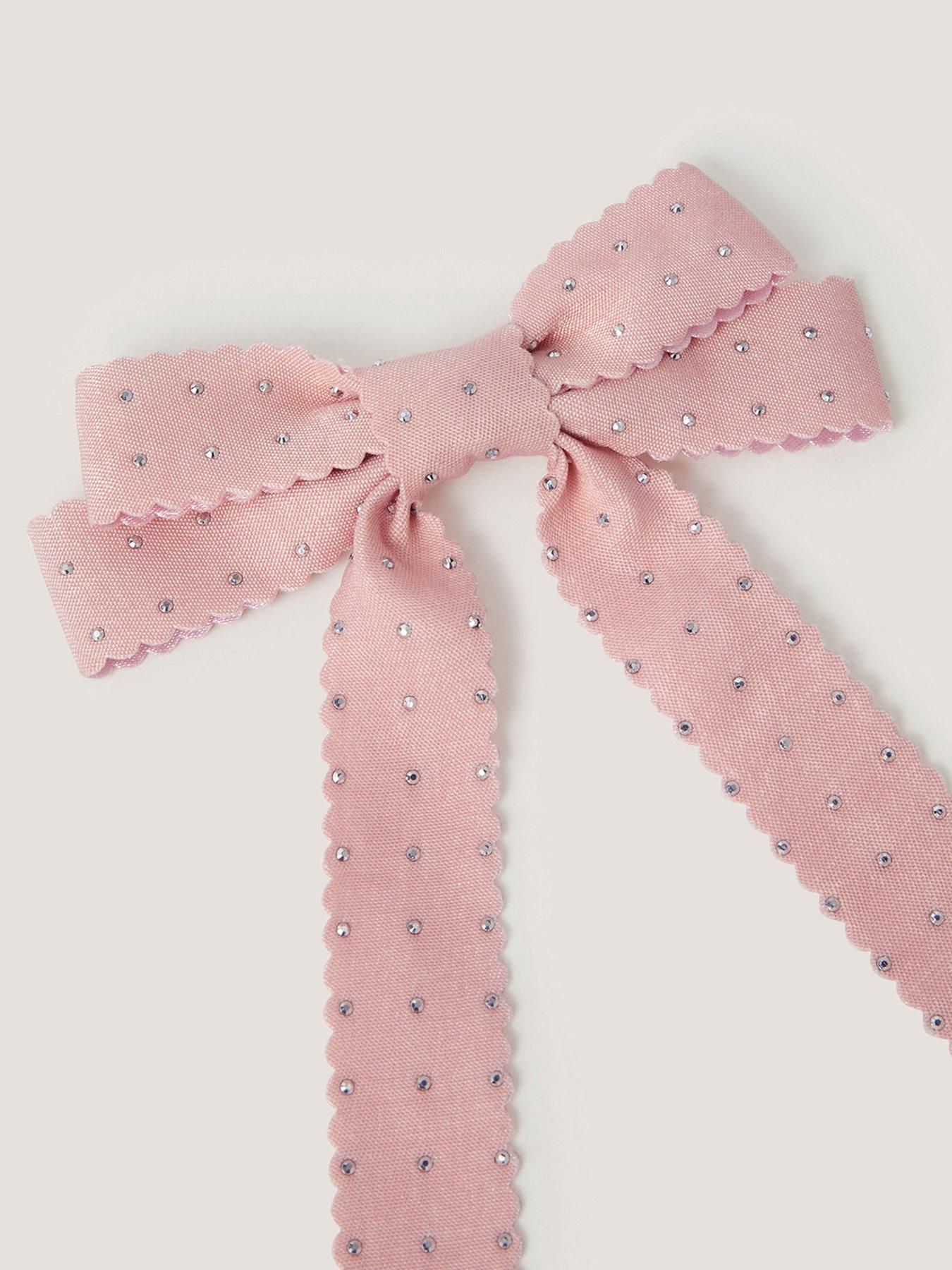 Image 3 of 3 of Monsoon Girls Sparkle Bow Hair Clip - Pink