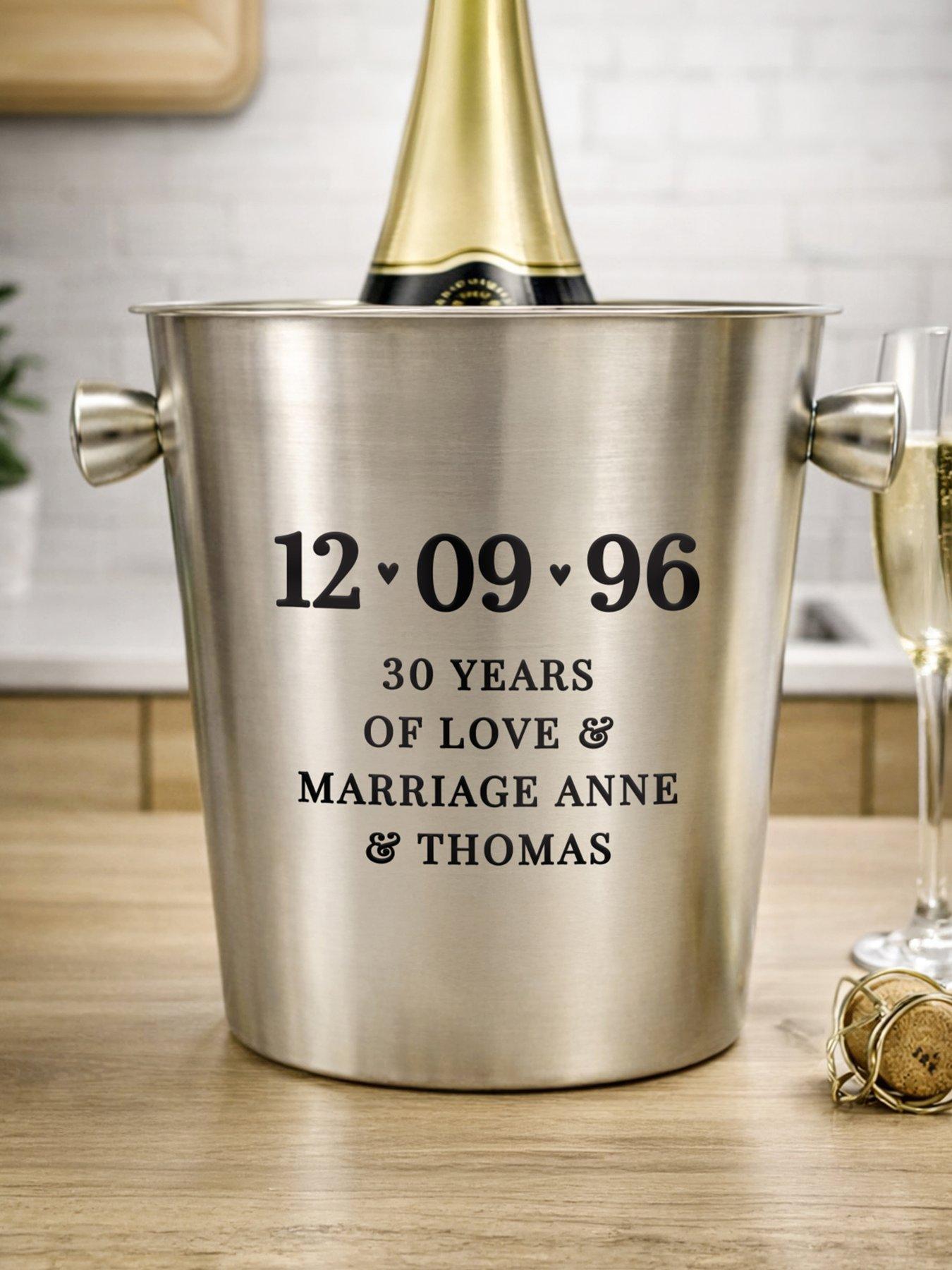 Image 2 of 3 of The Personalised Memento Company Personalised Big Date Stainless Steel Ice Bucket