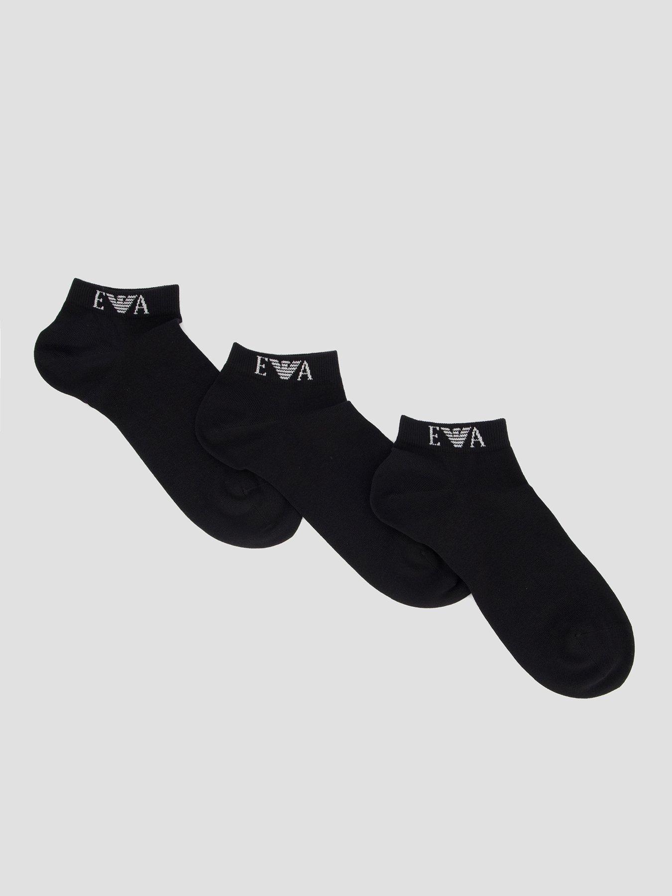 Emporio Armani Bodywear 3 Pack Trainer Socks - Black