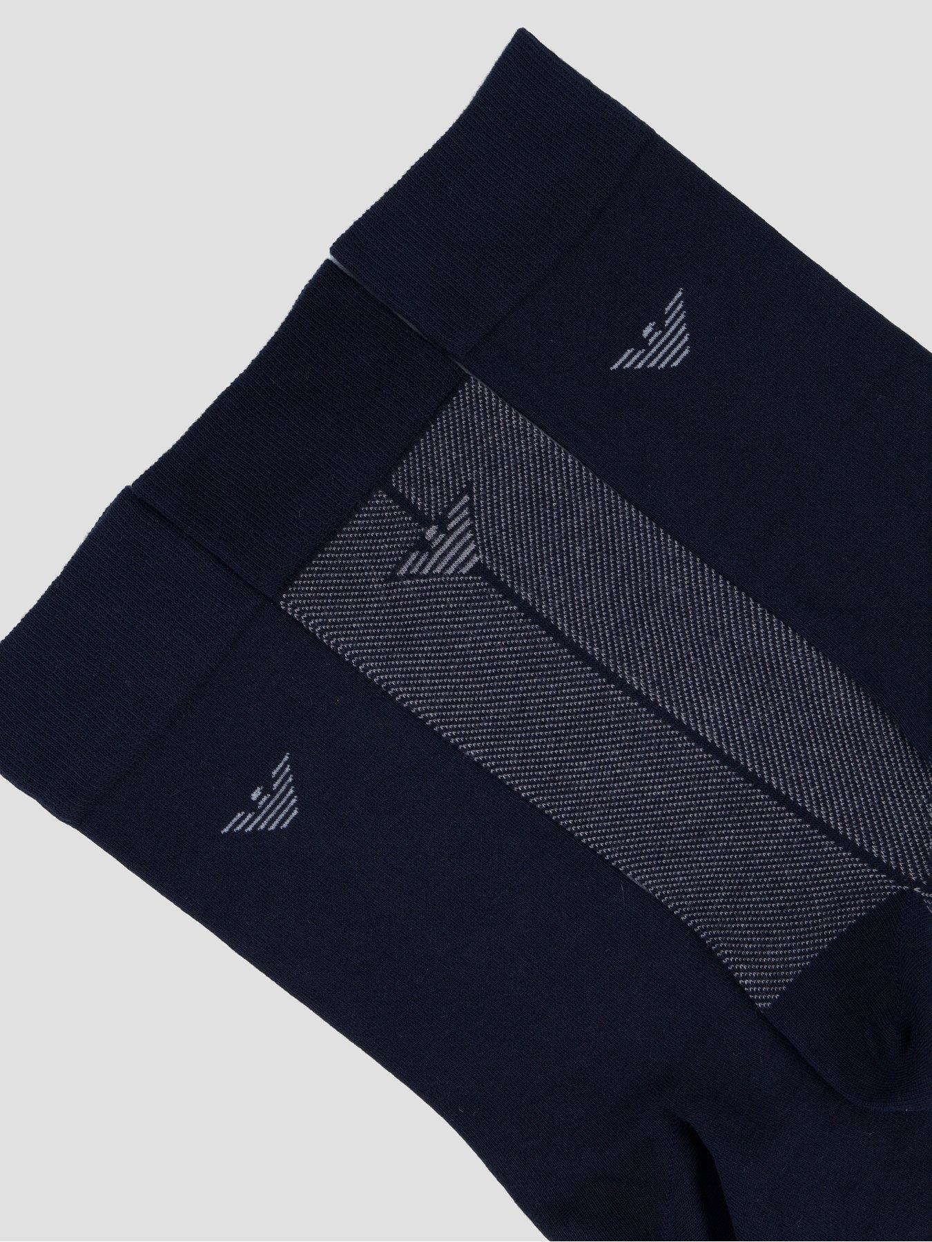 Image 5 of 6 of Emporio Armani Bodywear Mens 3 Pack Cotton-Rich Stretch Crew Socks - Navy
