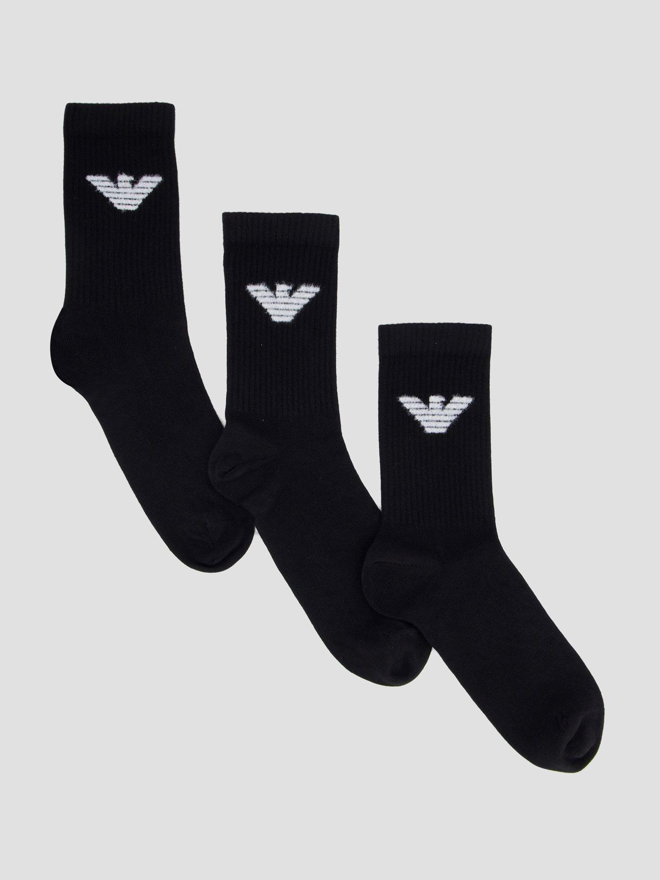 Image 1 of 4 of Emporio Armani Bodywear 3 Pack Crew Socks - Black